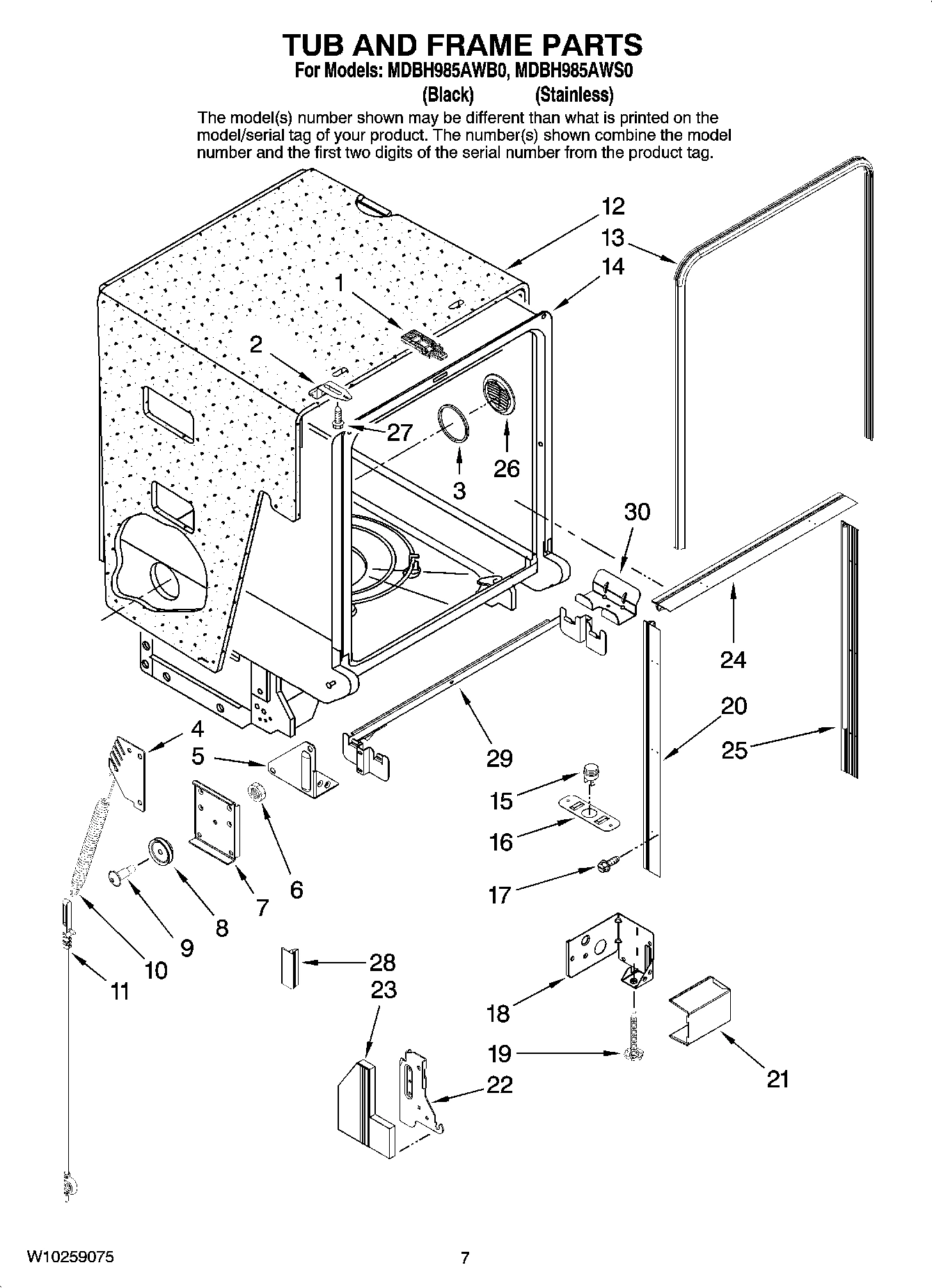 07 - TUB AND FRAME PARTS