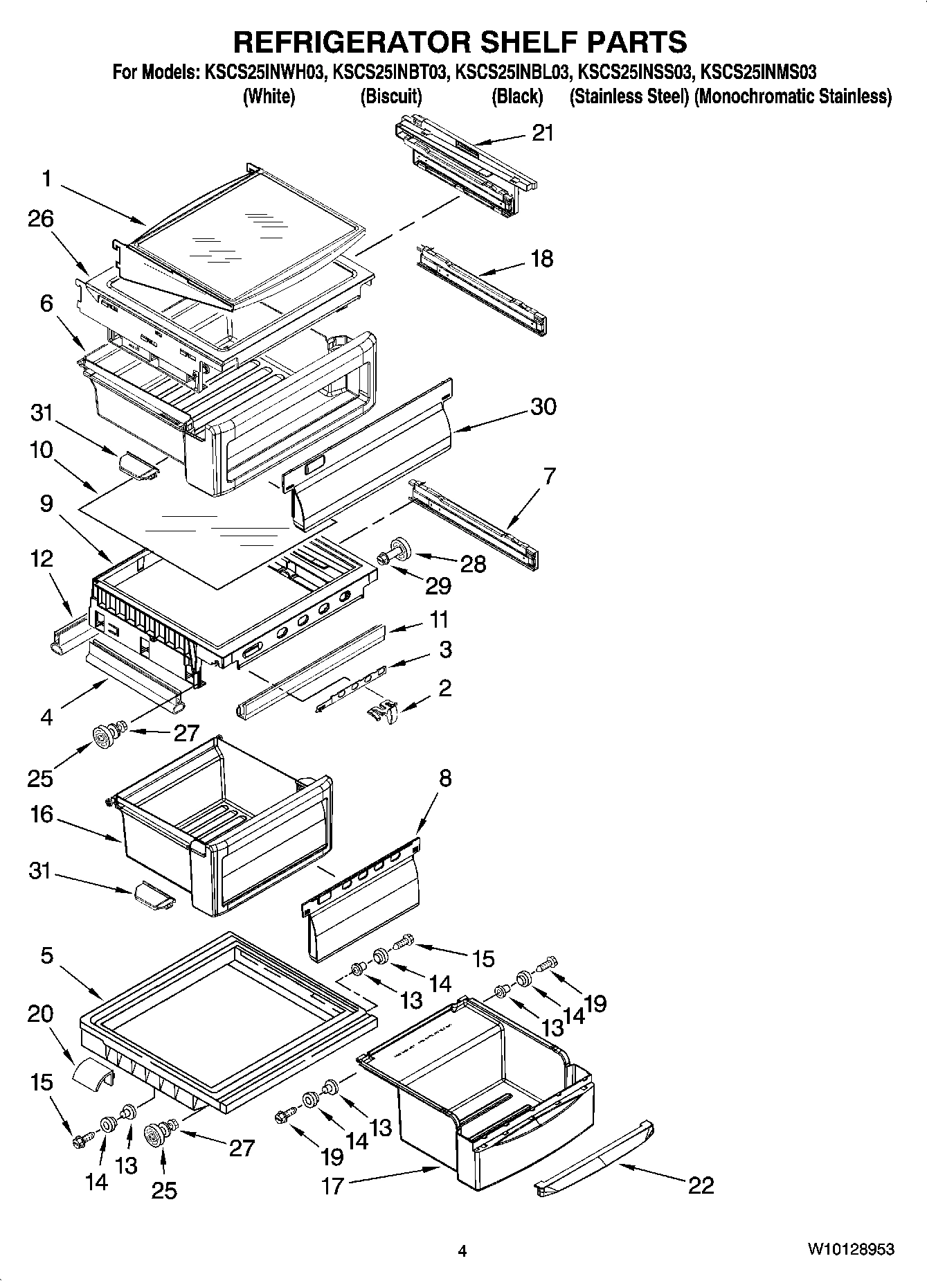 03 - REFRIGERATOR SHELF PARTS