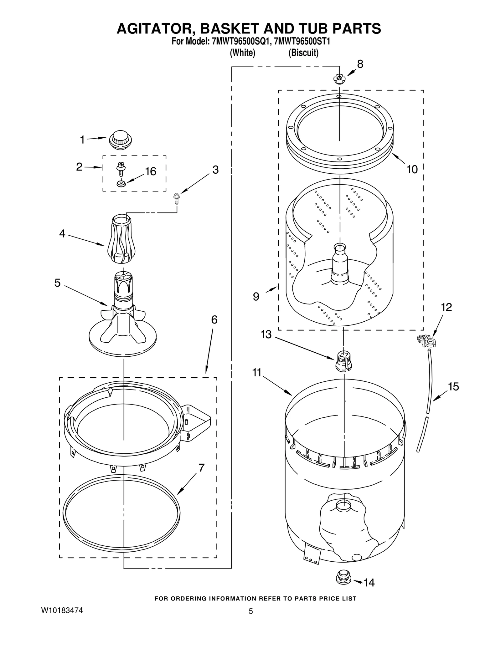 AGITATOR, BASKET AND TUB PARTS