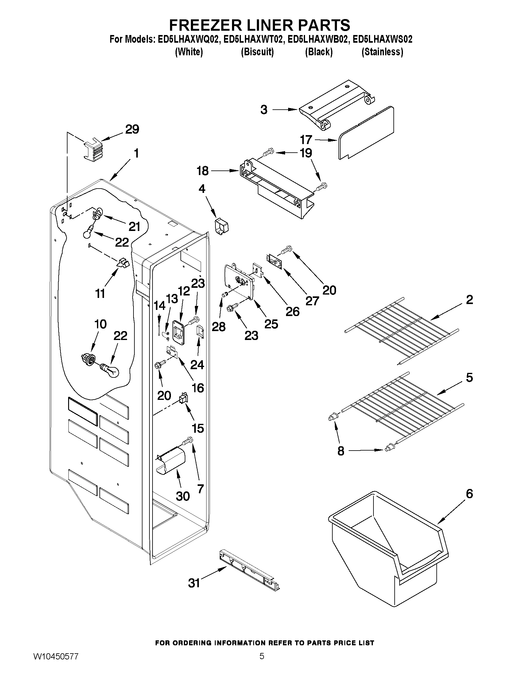 04 - FREEZER LINER PARTS