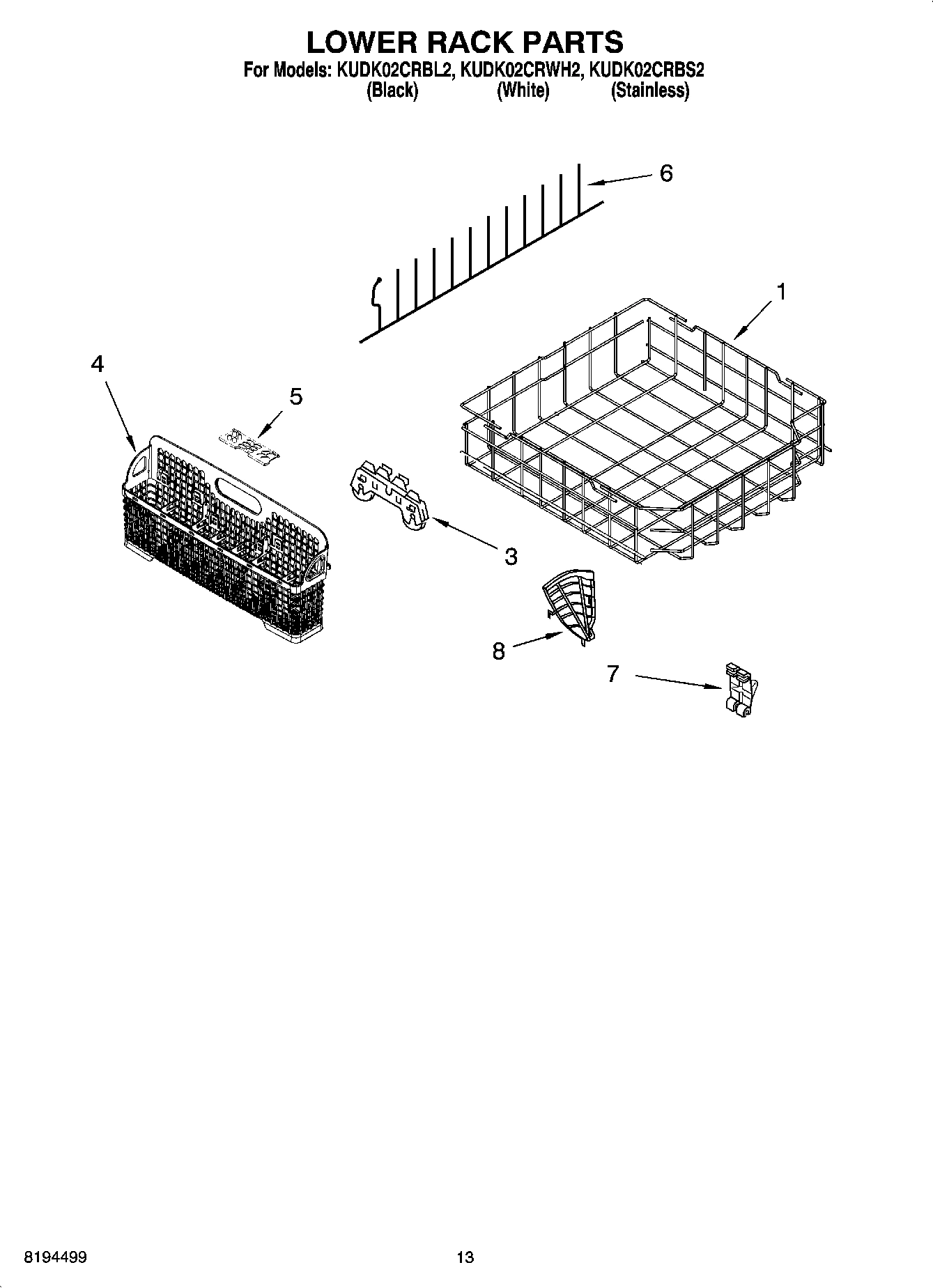 11 - LOWER RACK PARTS, OPTIONAL PARTS (NOT INCLUDED)