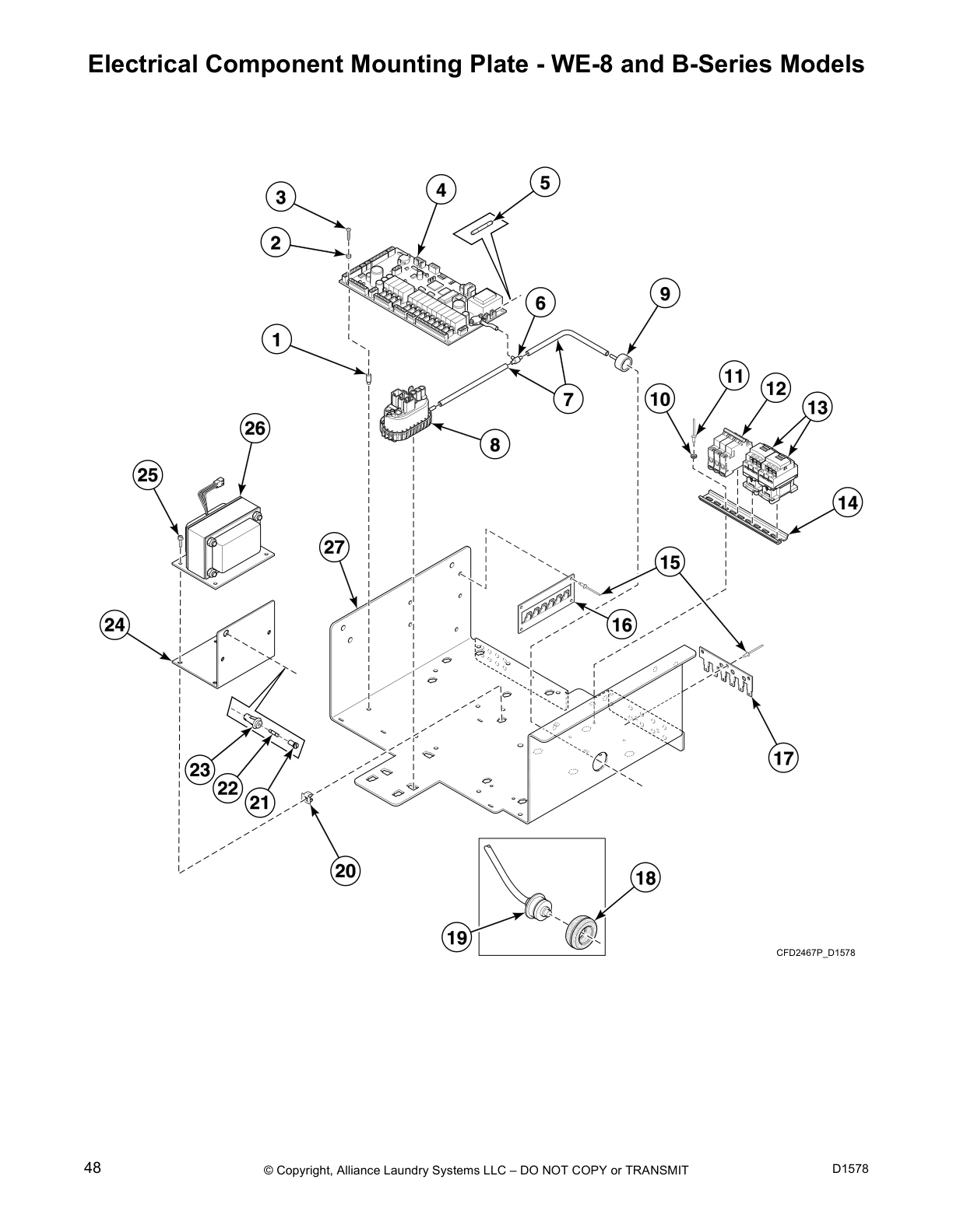 Electrical Component Mounting Plate - WE-8 and B-Series Models