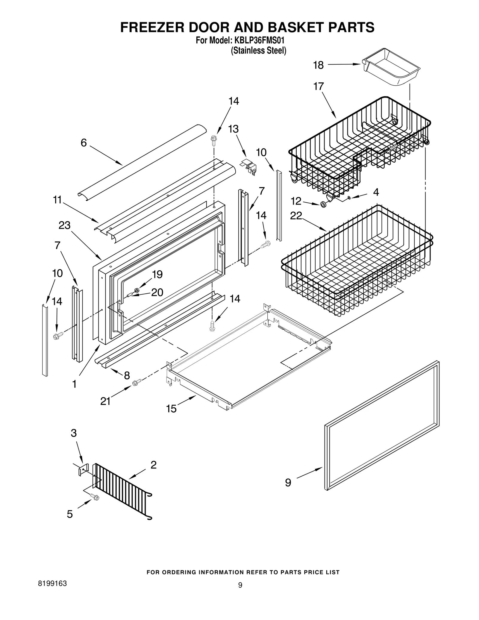 FREEZER DOOR AND BASKET PARTS
