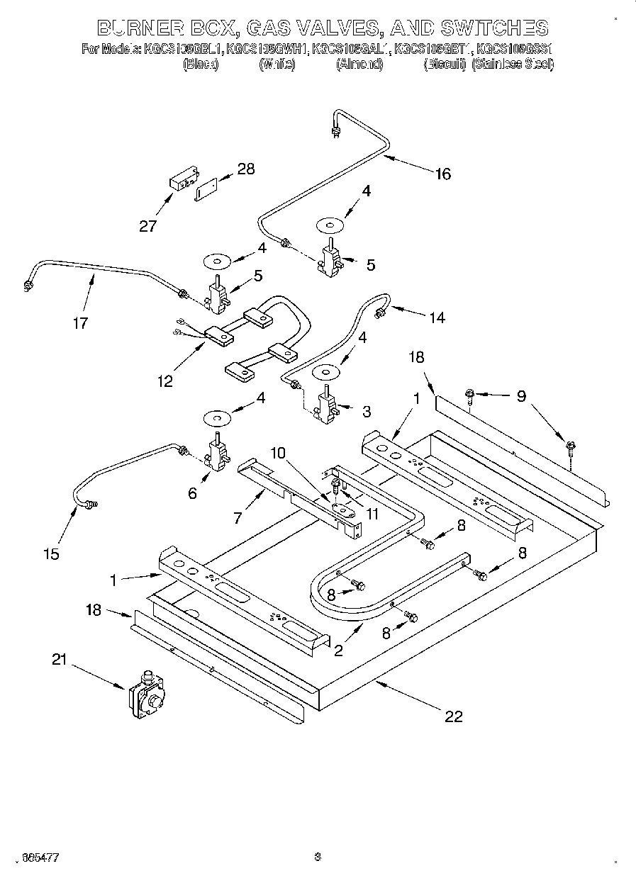 02 - BURNER BOX, GAS VALVES, AND SWITCHES