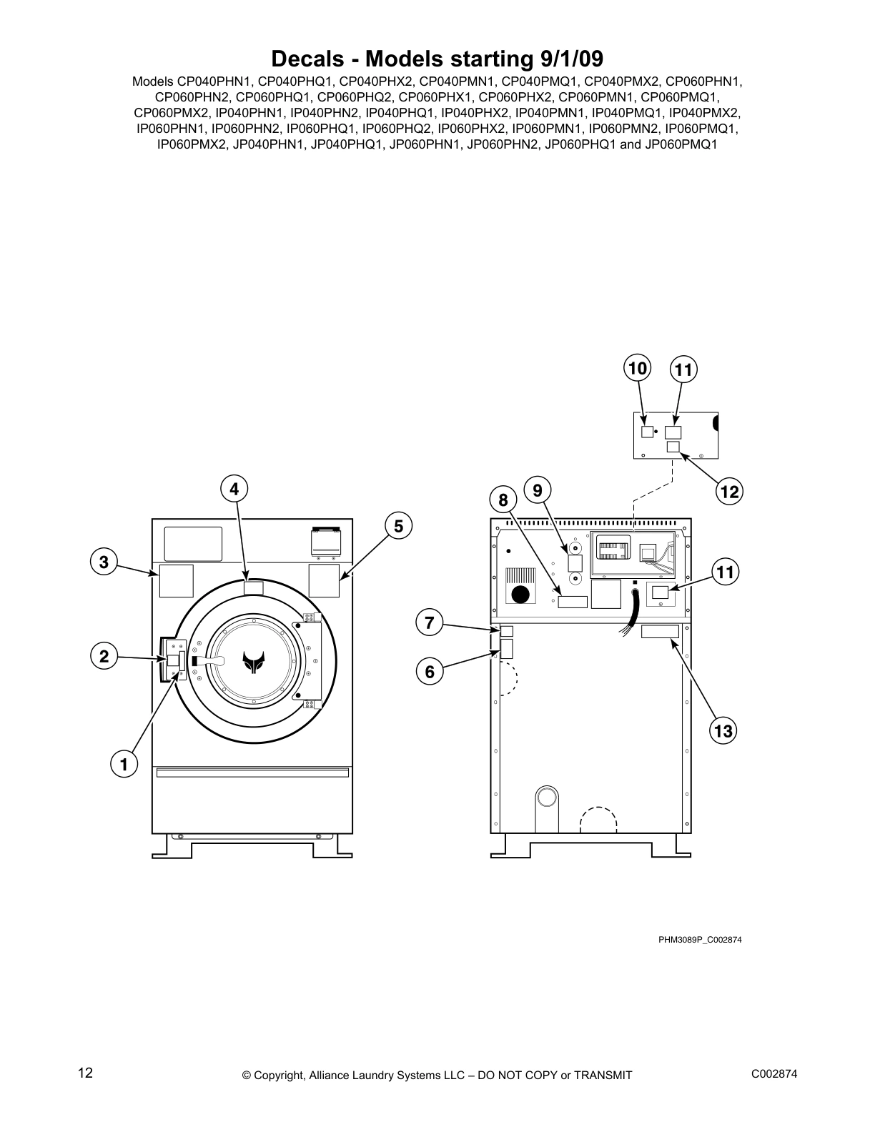 Decals - Models starting 9/1/09