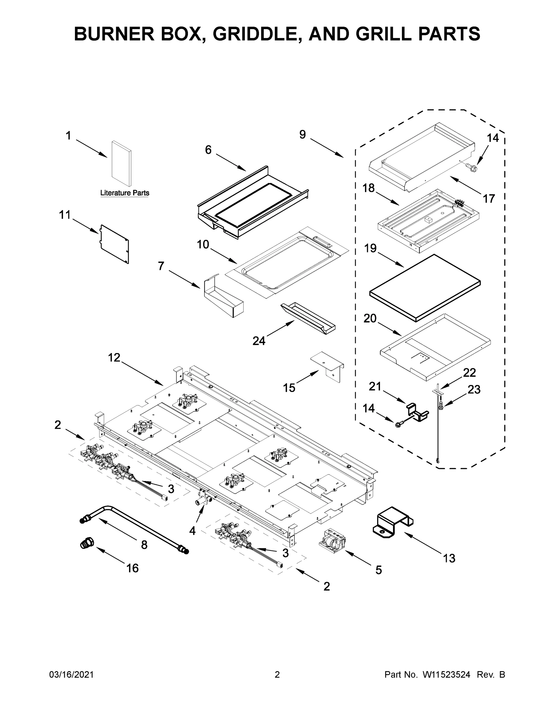 02 - BURNER BOX, GRIDDLE, AND GRILL PARTS
