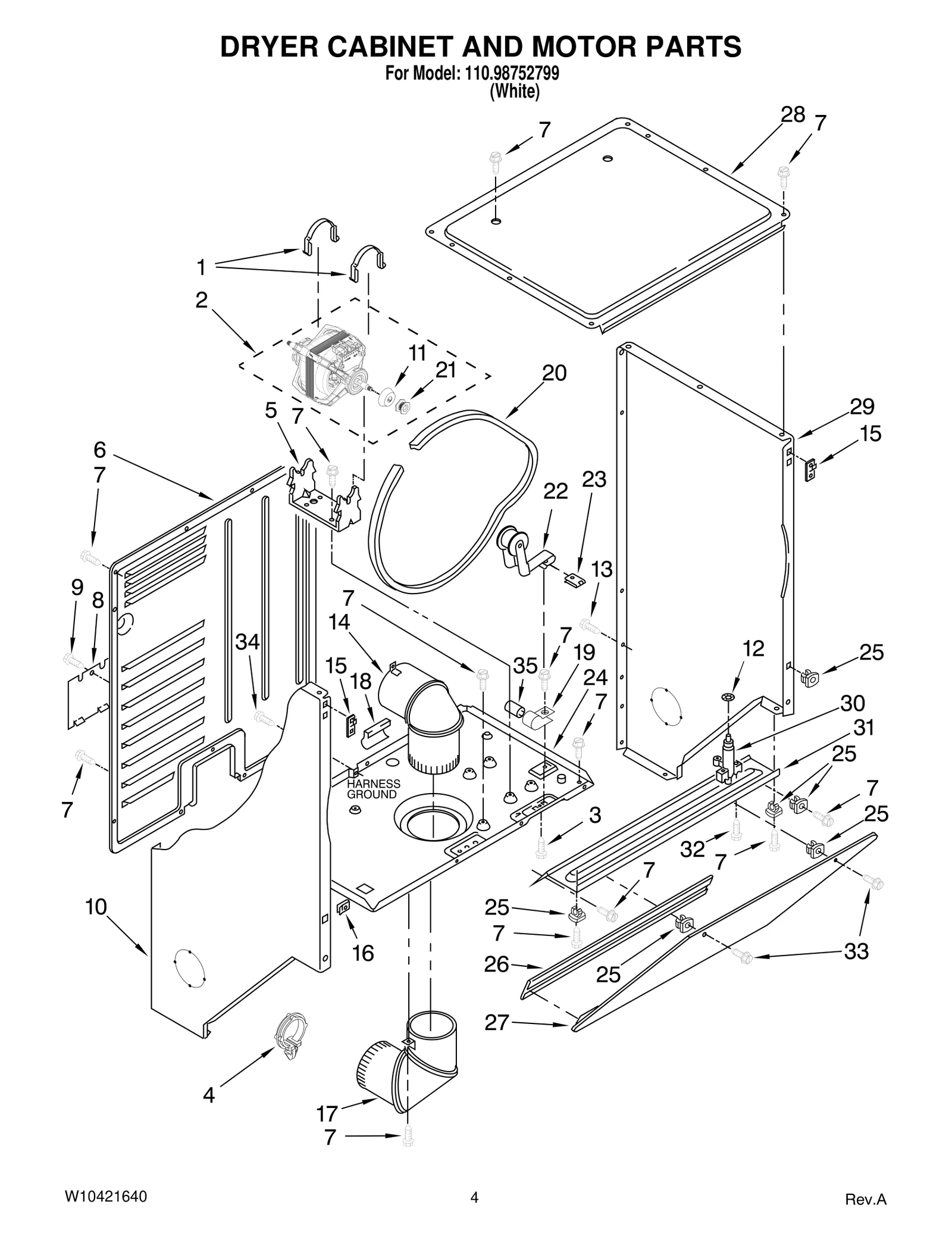 DRYER CABINET AND MOTOR PARTS