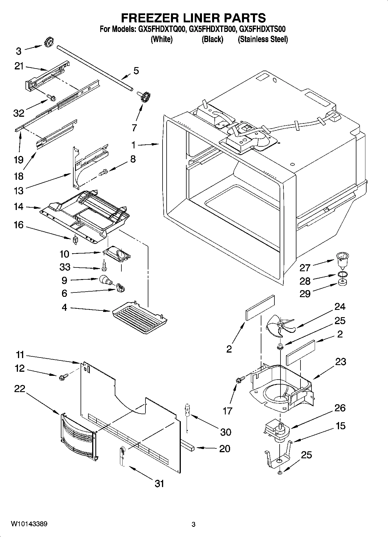 02 - FREEZER LINER PARTS