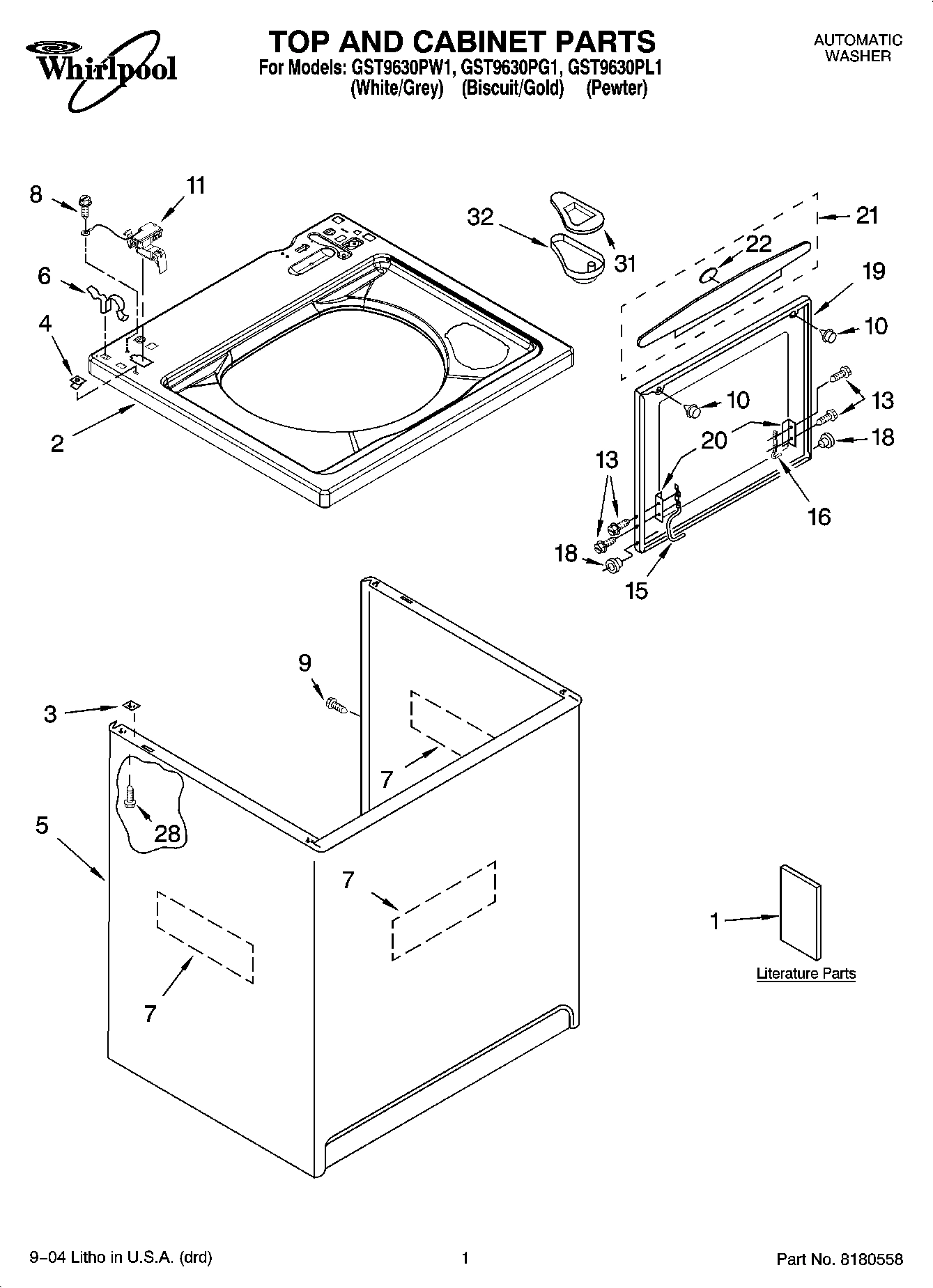 01 - TOP AND CABINET PARTS