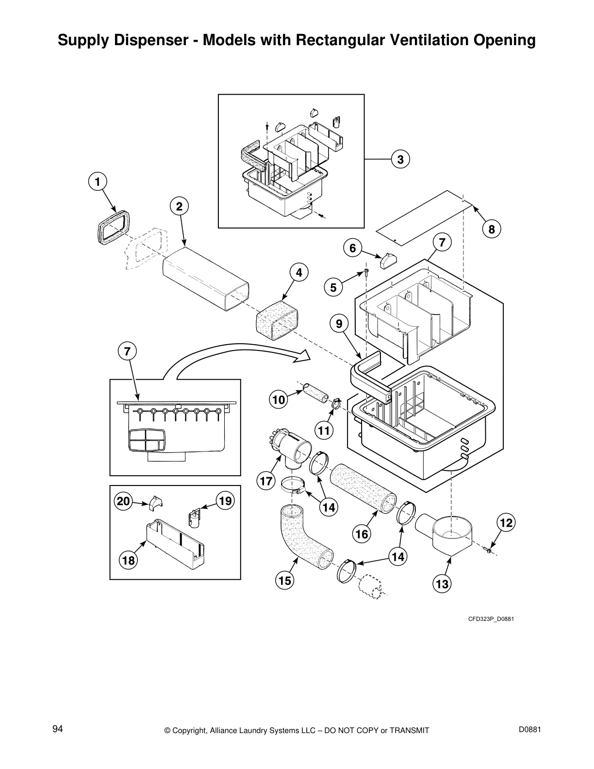 Supply Dispenser - Models with Rectangular Ventilation Opening