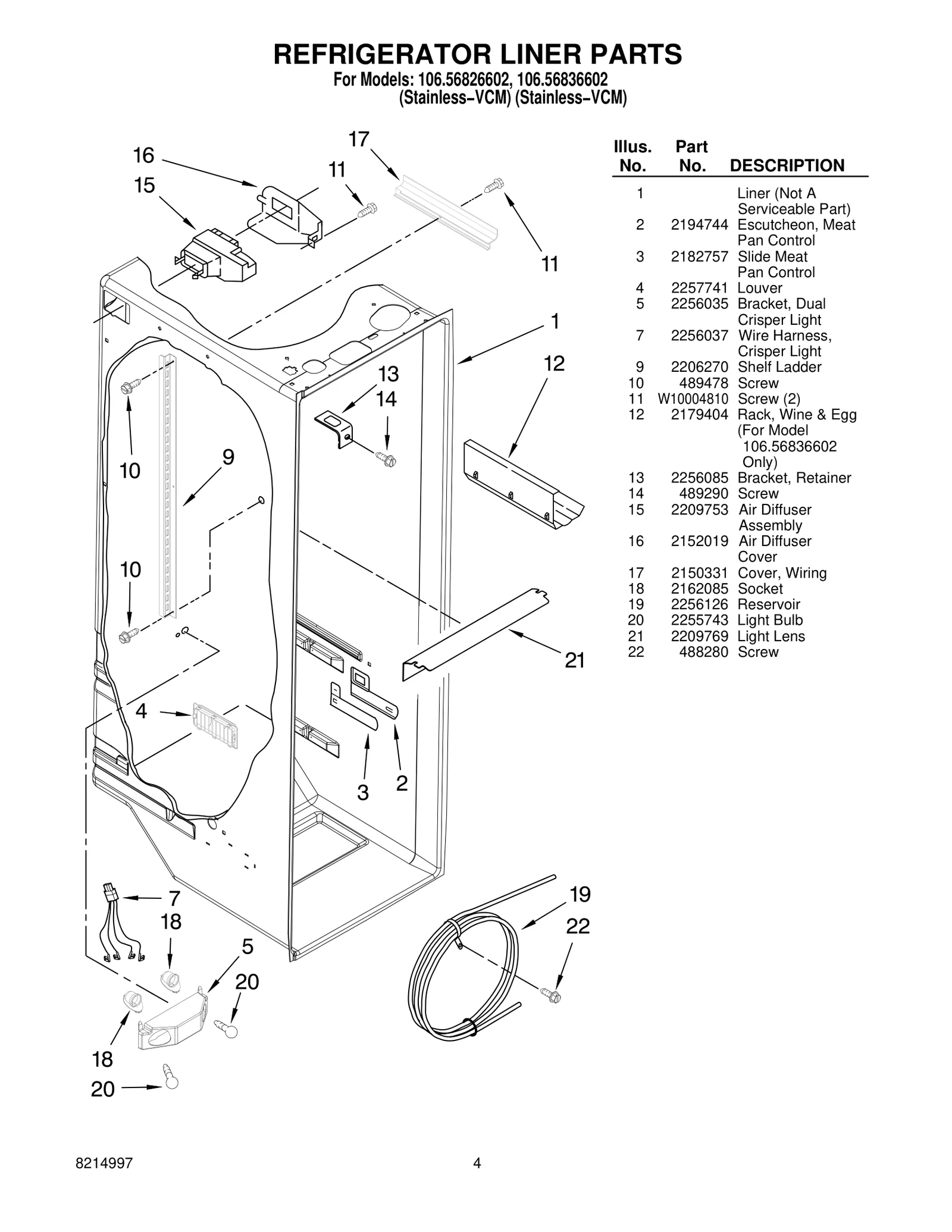 REFRIGERATOR LINER PARTS