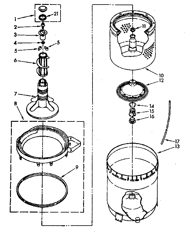 AGITATOR, BASKET AND TUB PARTS