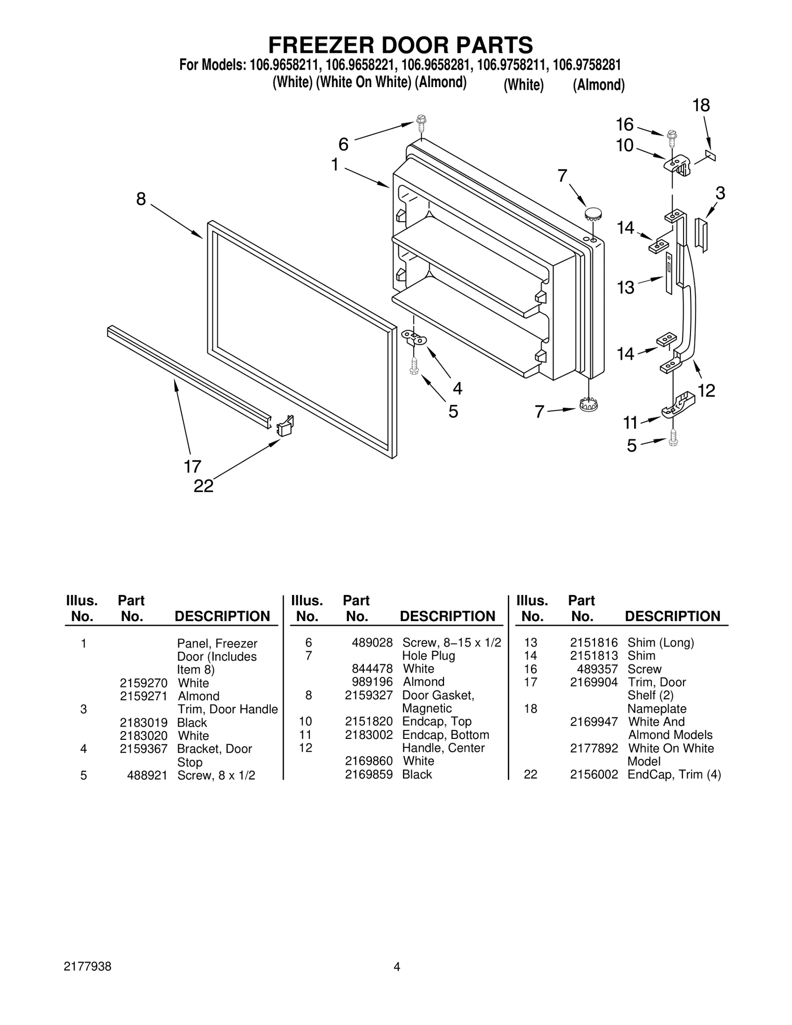 FREEZER DOOR PARTS