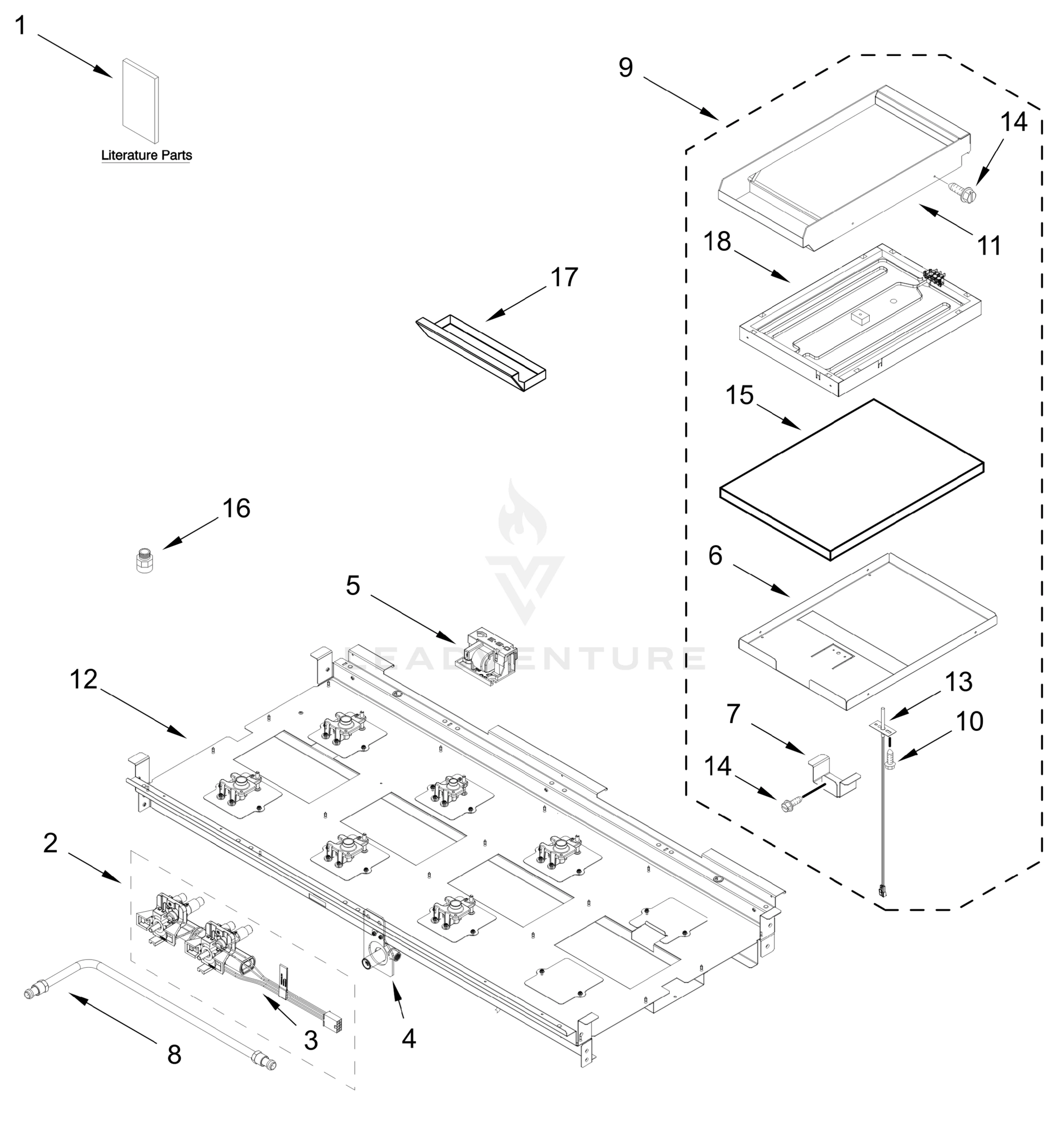 BURNER BOX AND GRIDDLE PARTS