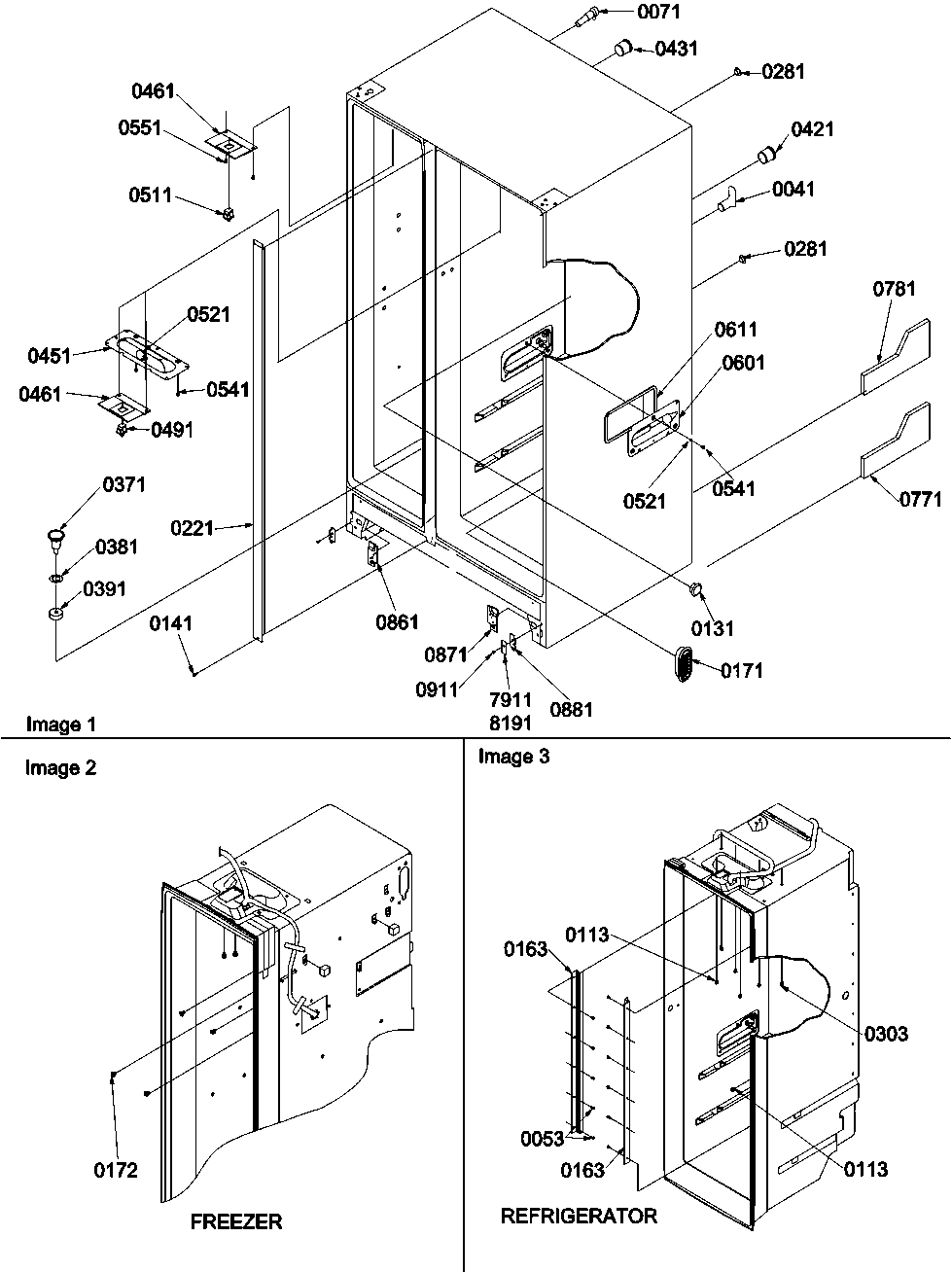 02 - CABINET, LIGHT SWITCHES & BOTTOM HINGE