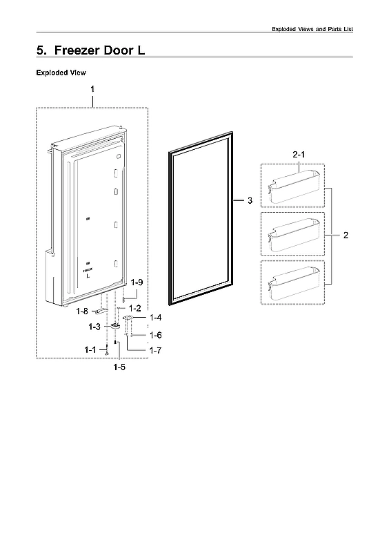 Left Freezer Door Parts