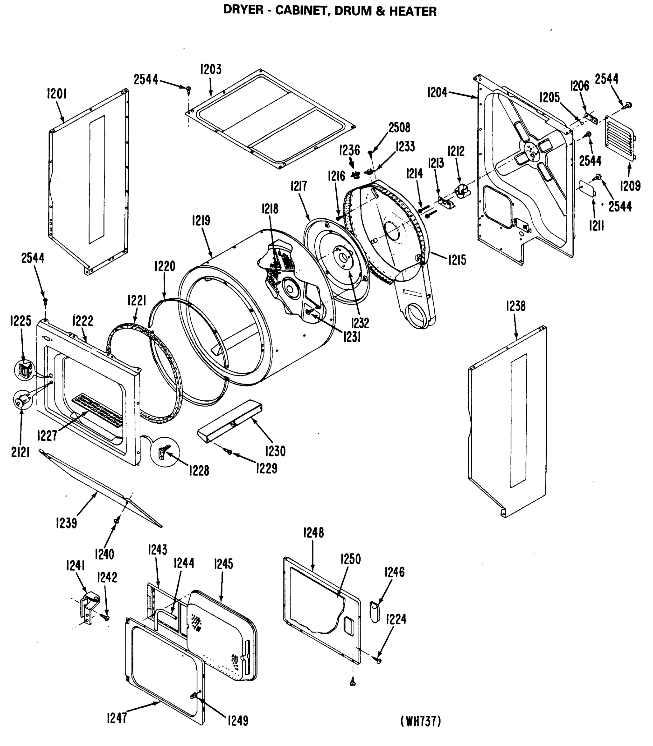 DRYER - CABINET, DRUM & HEATER