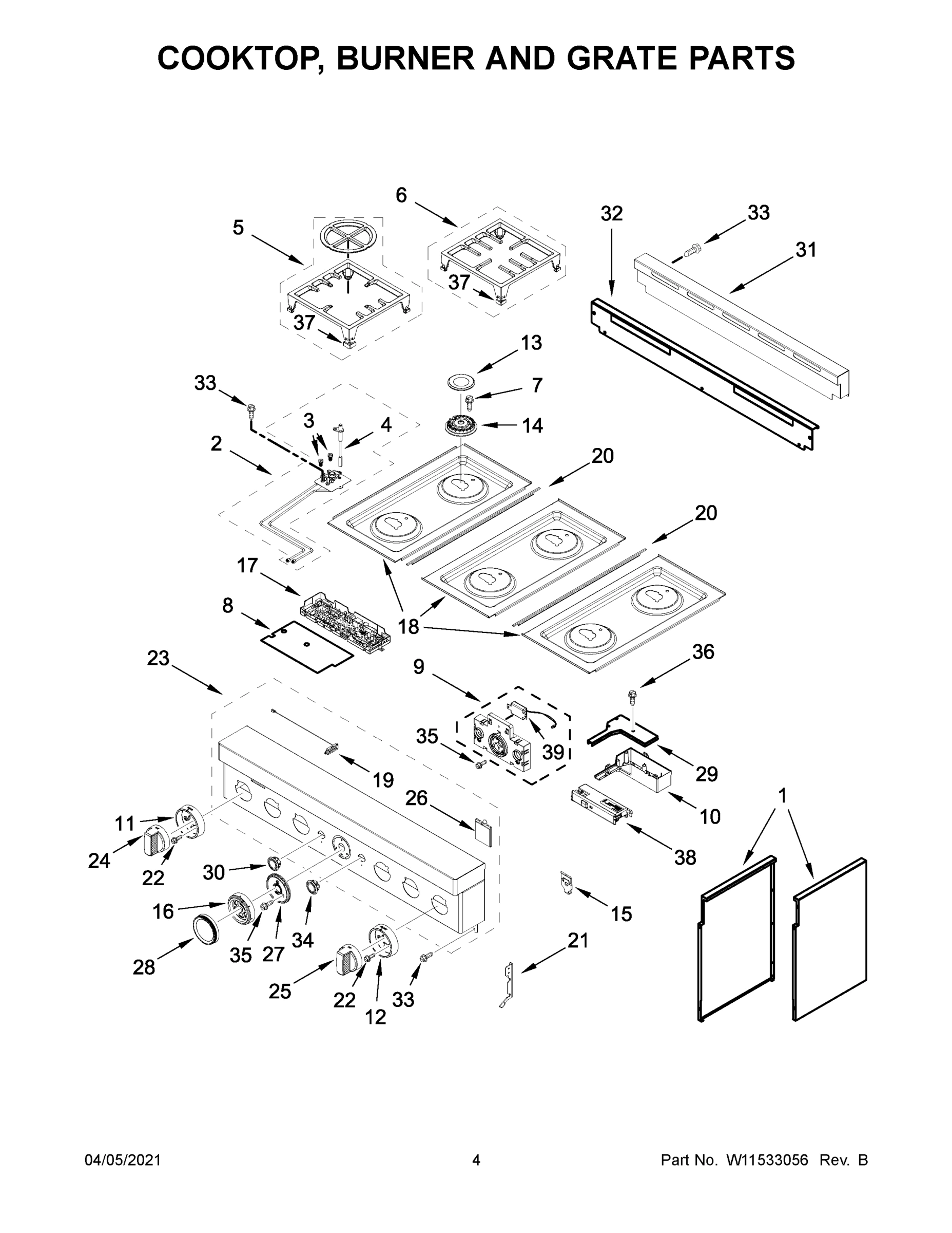 03 - COOKTOP, BURNER AND GRATE PARTS
