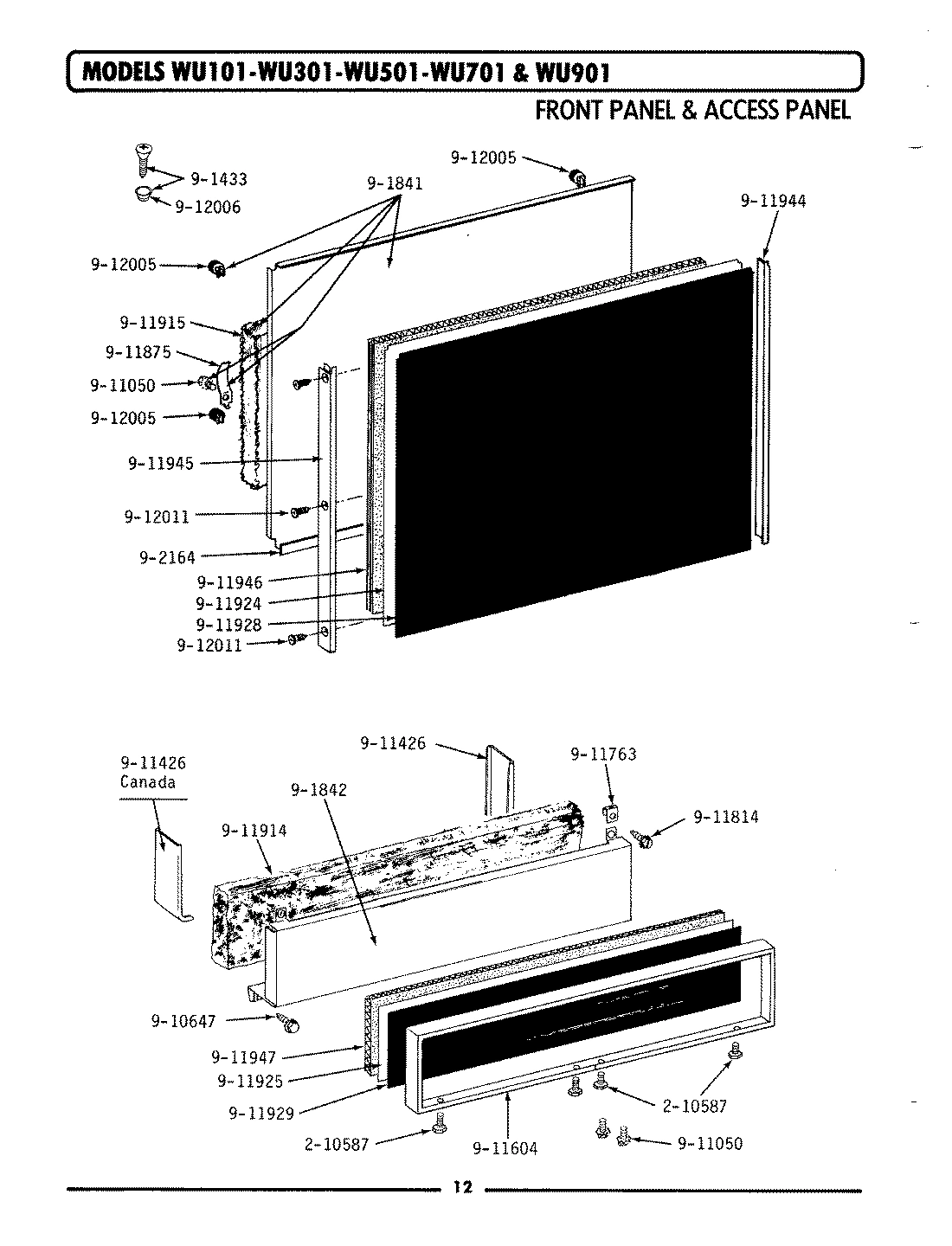 10 - FRONT PANEL & ACCESS PANEL (WU701)