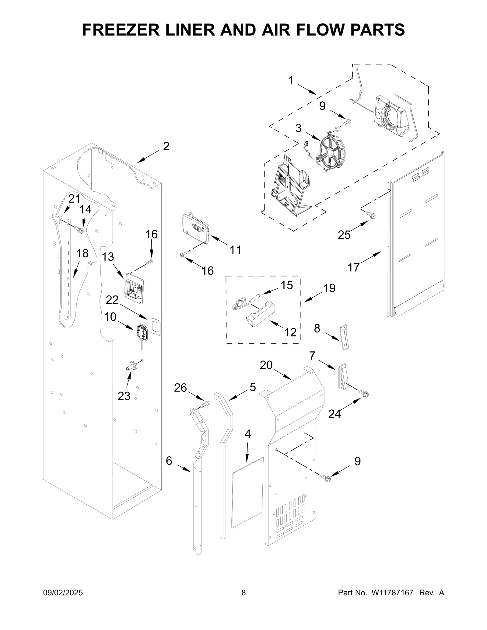FREEZER LINER AND AIR FLOW PARTS
