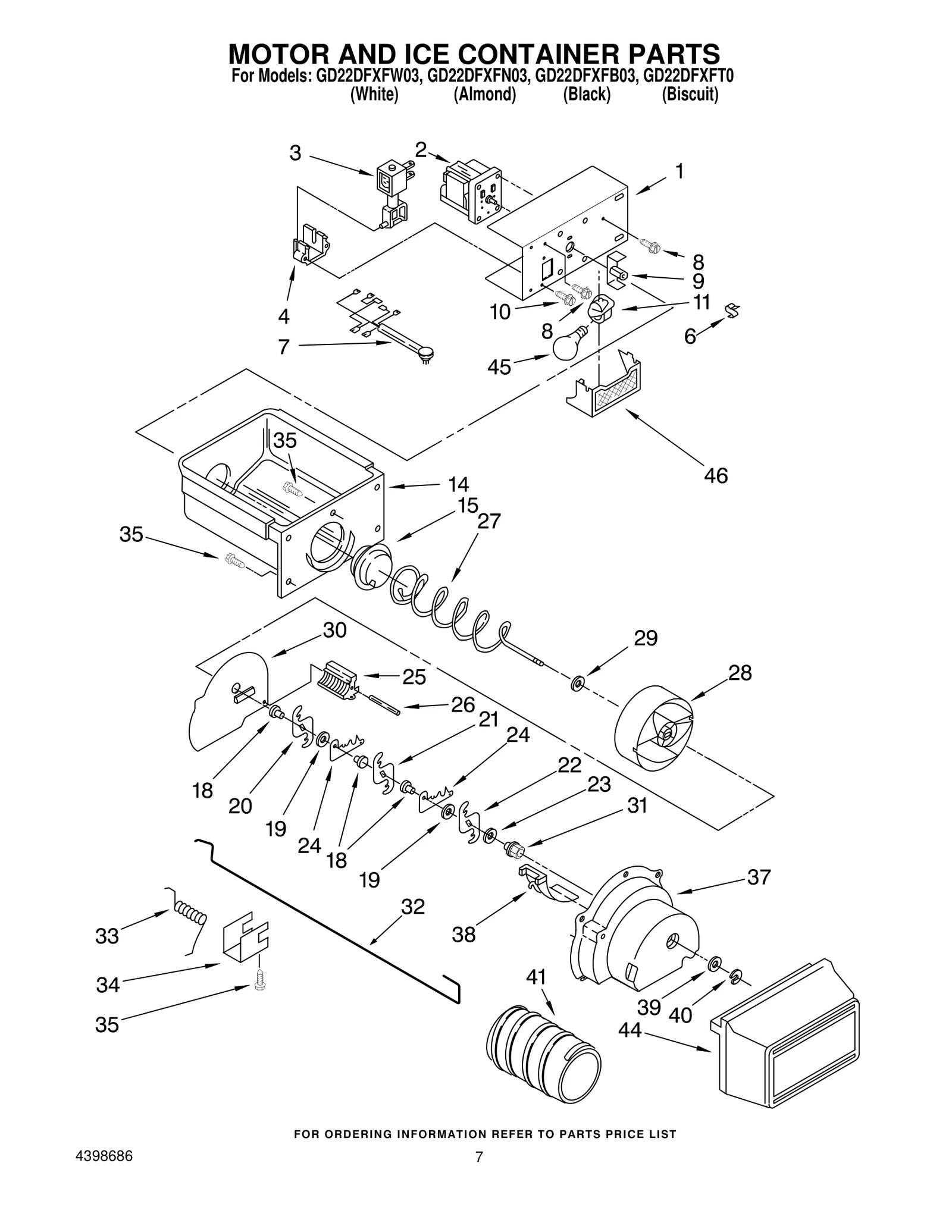MOTOR AND ICE CONTAINER PARTS