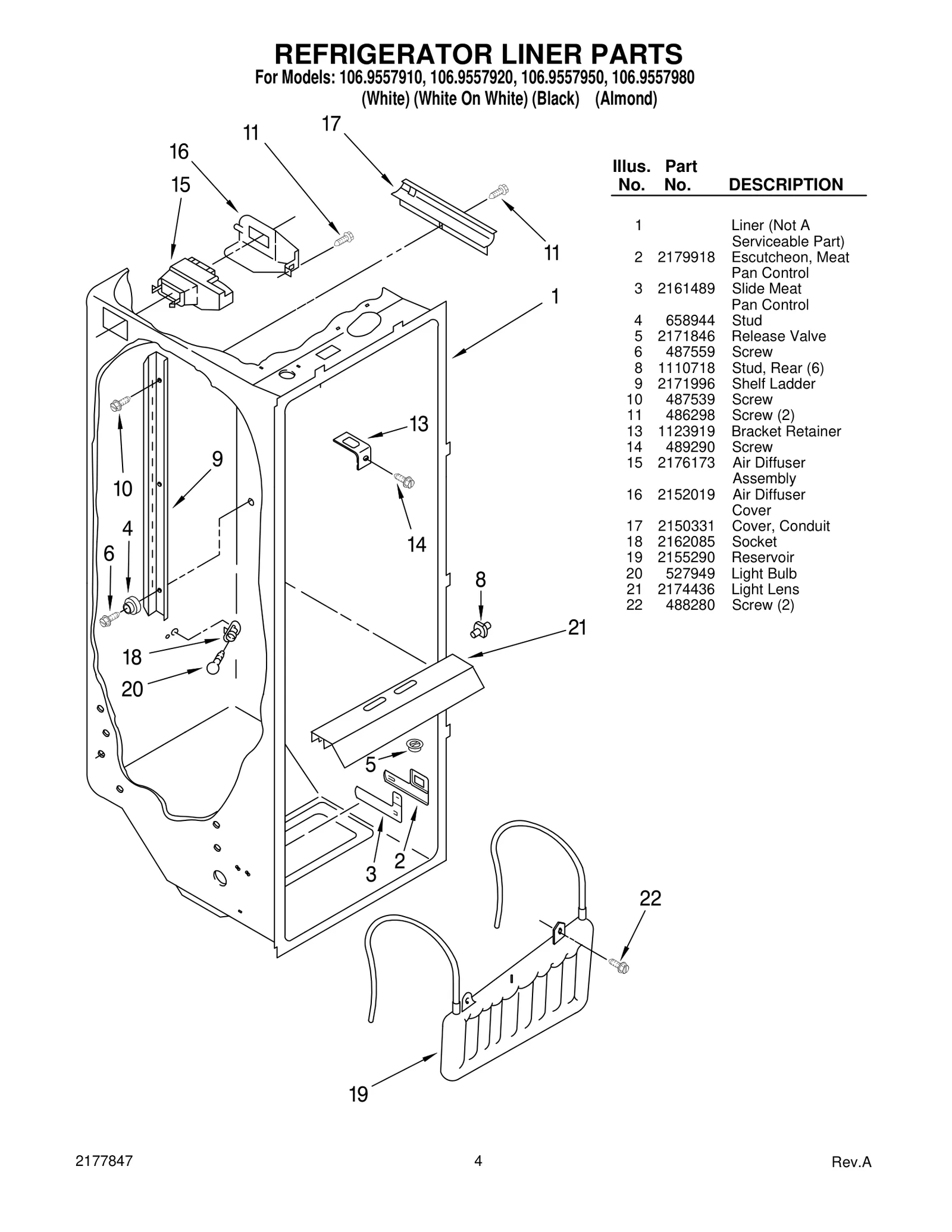 REFRIGERATOR LINER PARTS