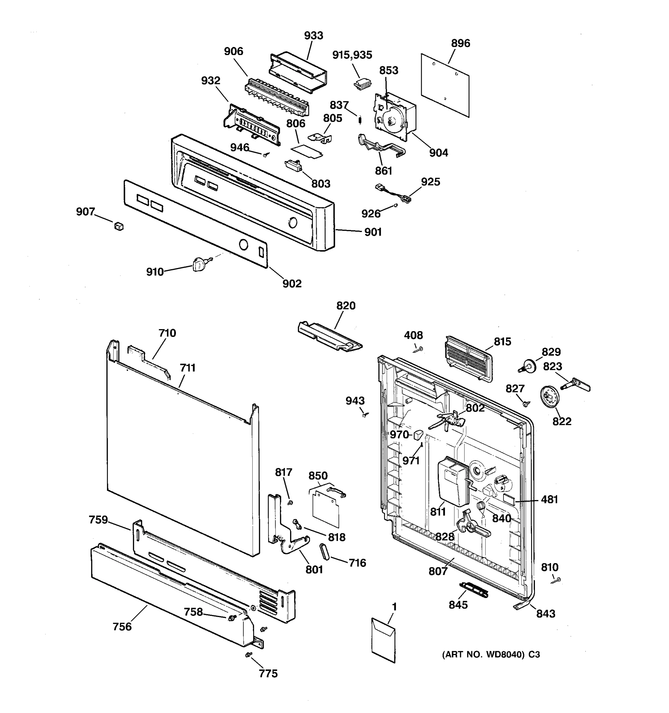 ESCUTCHEON & DOOR ASSEMBLY