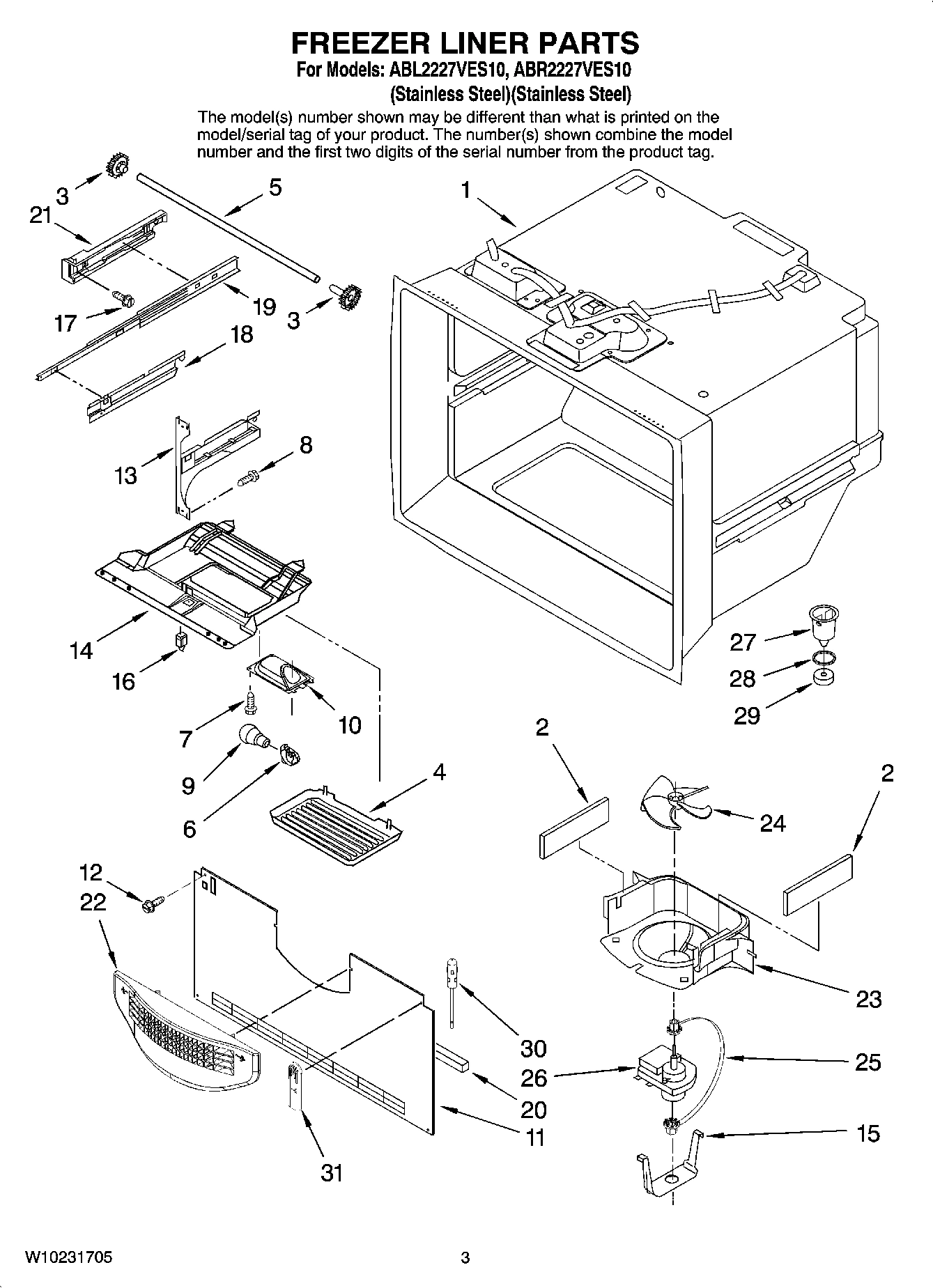 02 - FREEZER LINER PARTS