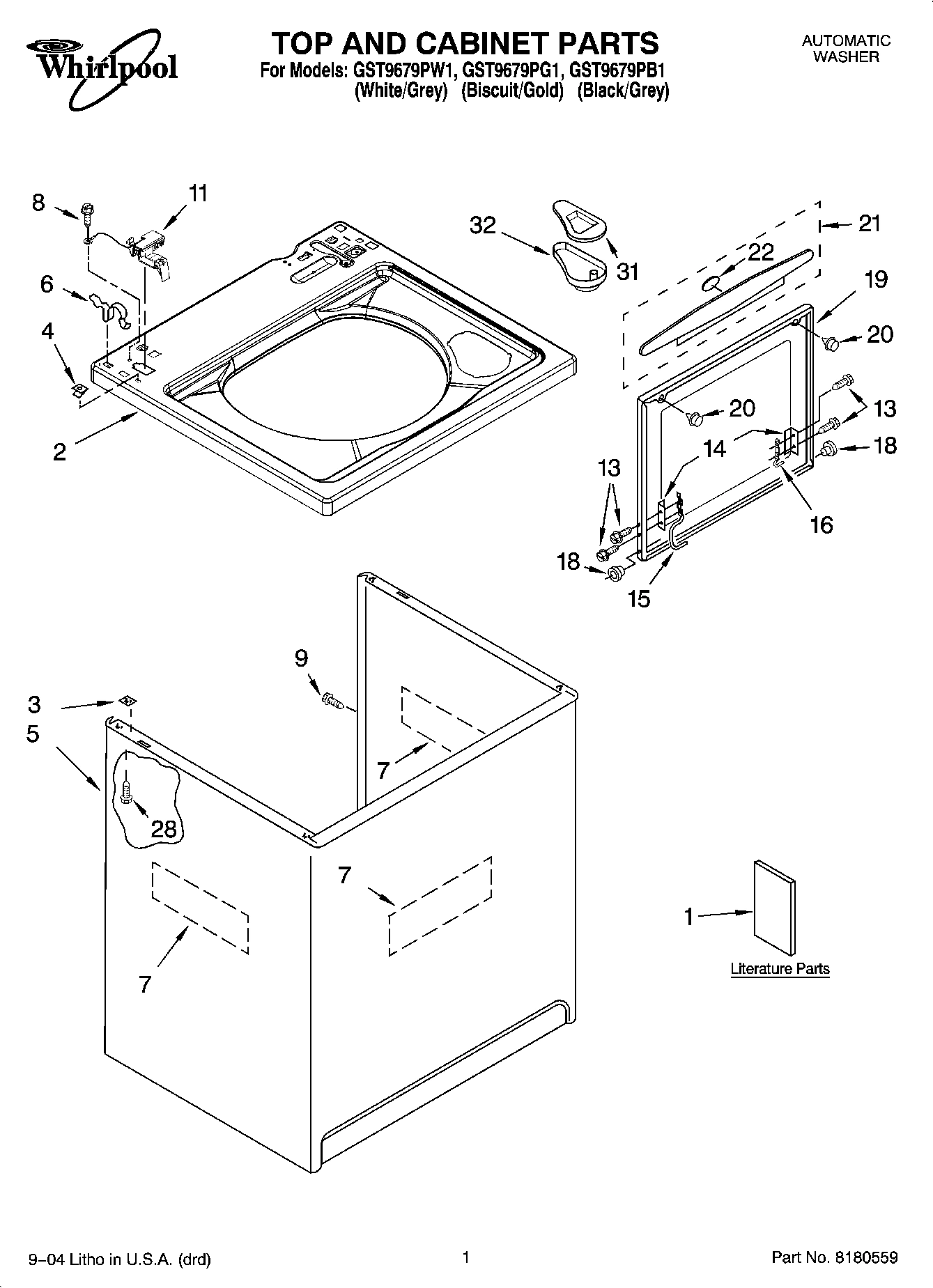 01 - TOP AND CABINET PARTS