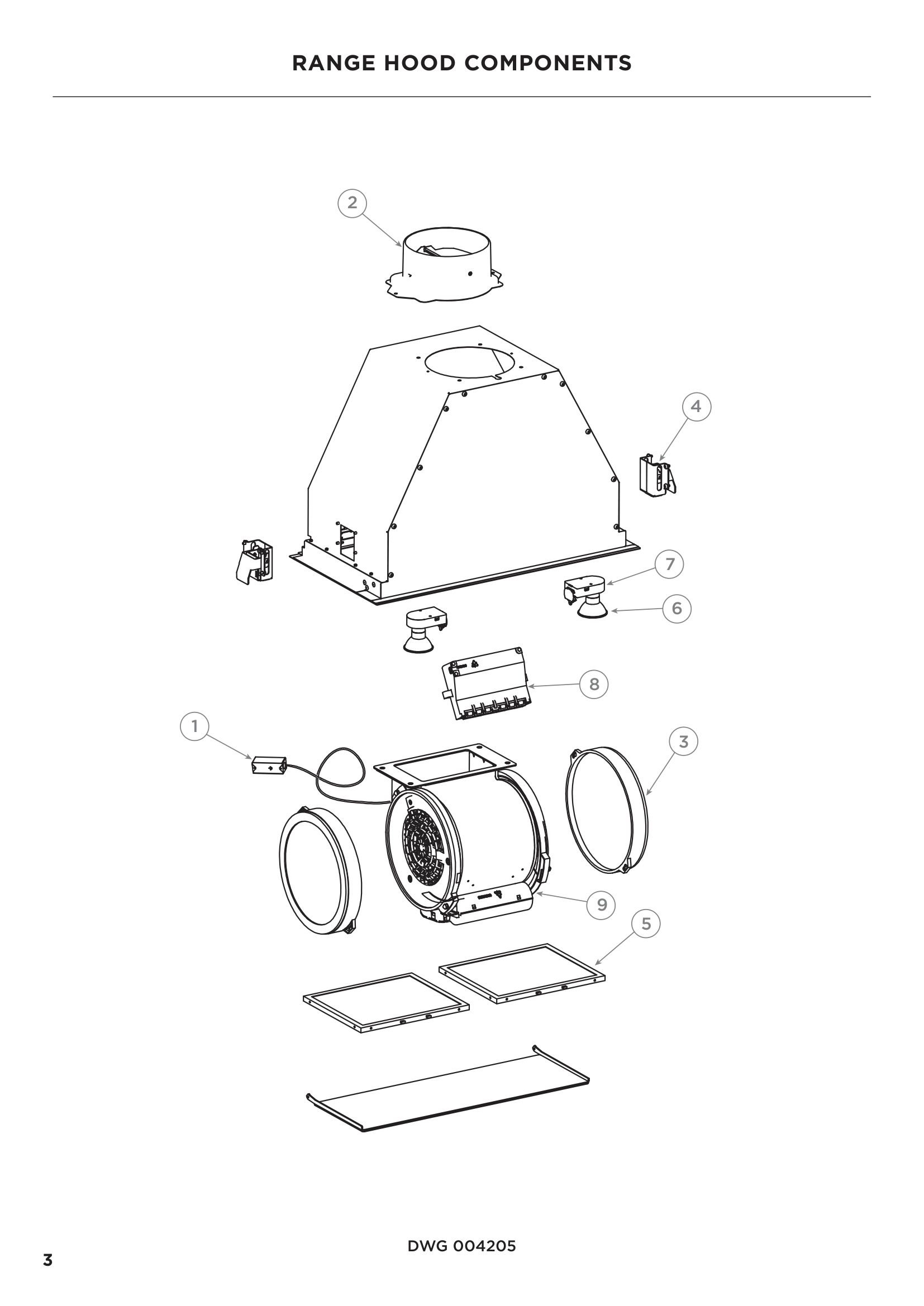 RANGE HOOD COMPONENTS