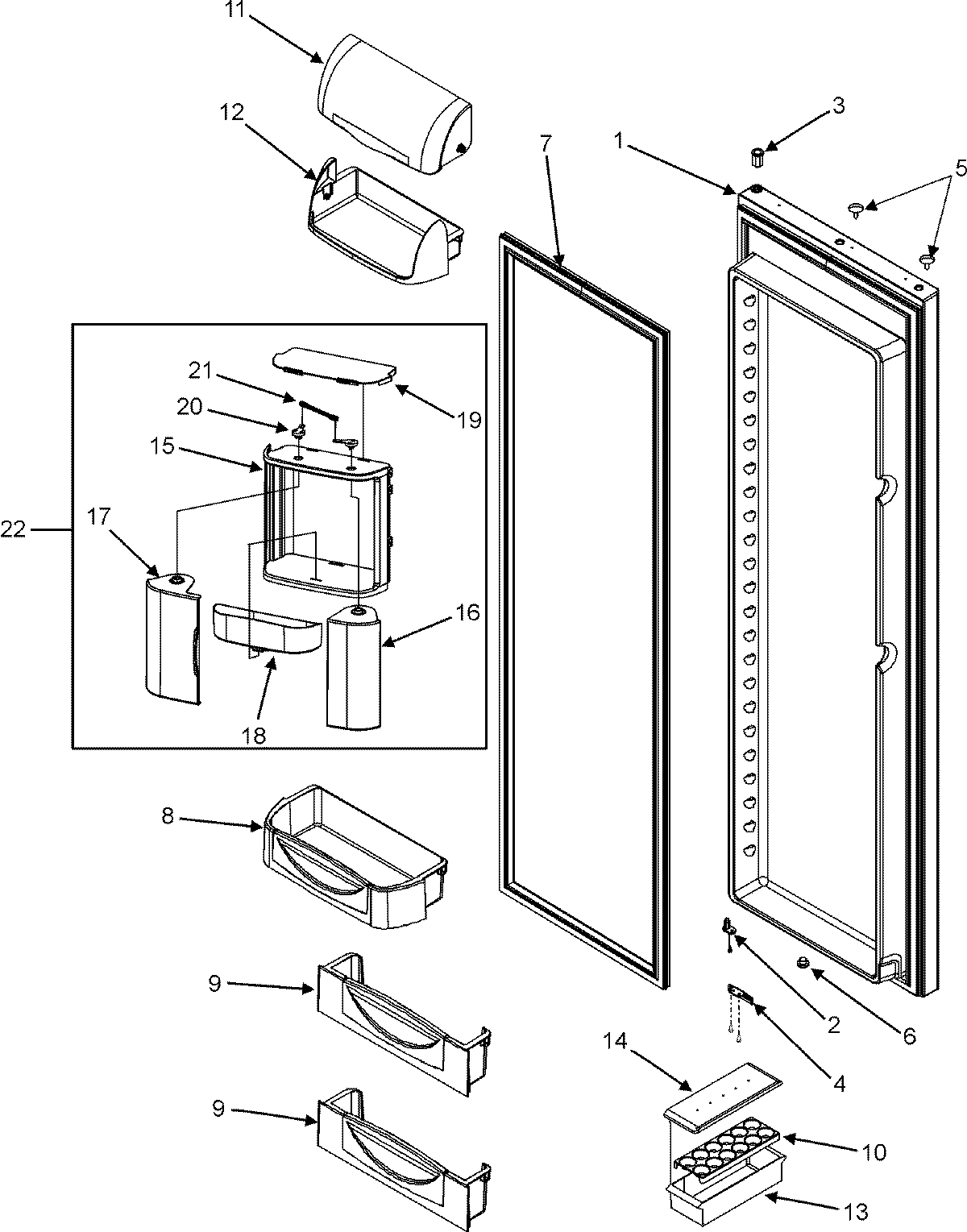 15 - REFRIGERATOR DOOR (GC2225GEKB/S/W)