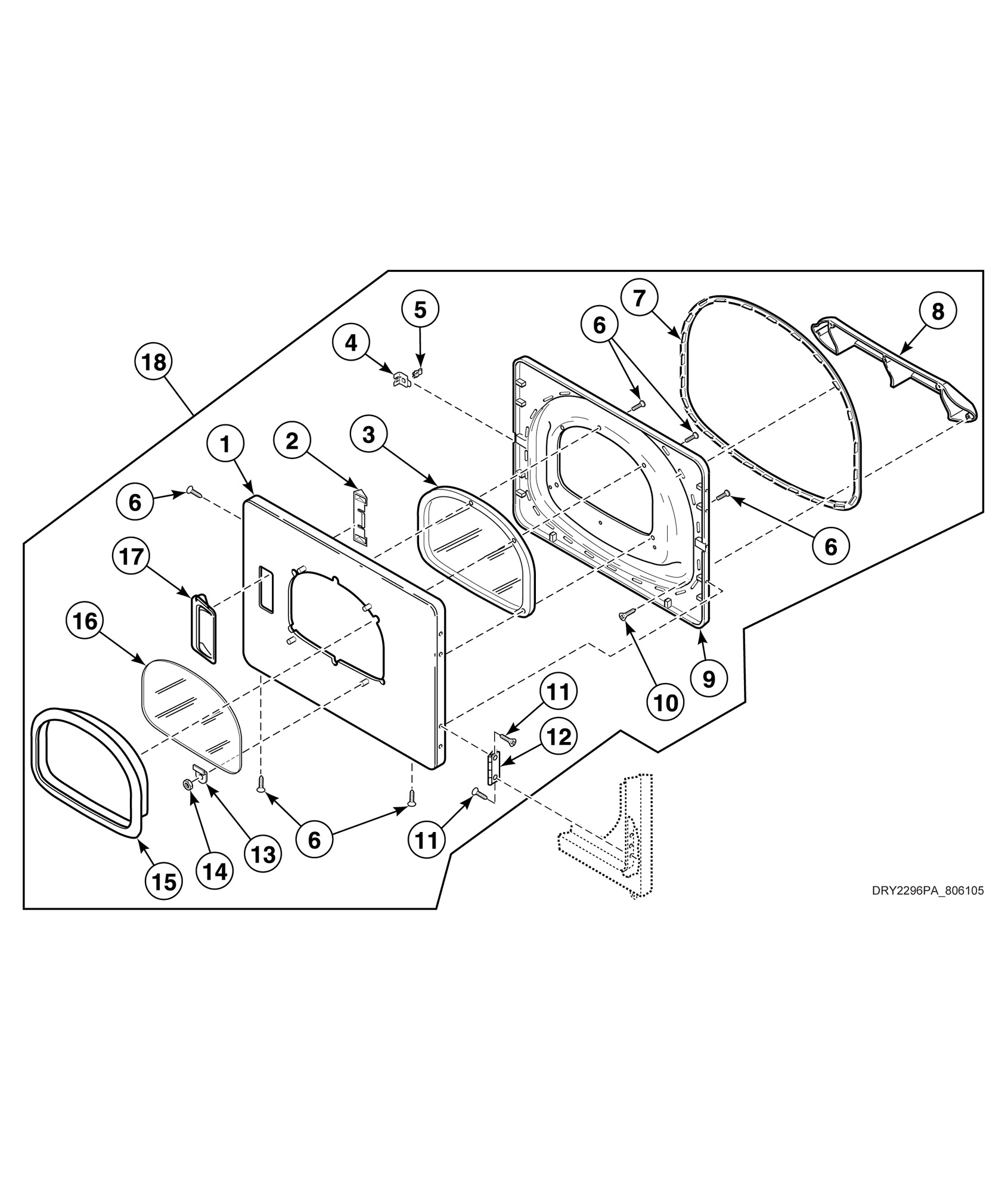 Dryer Door With Window - Through Serial Nos. Beginning 1707