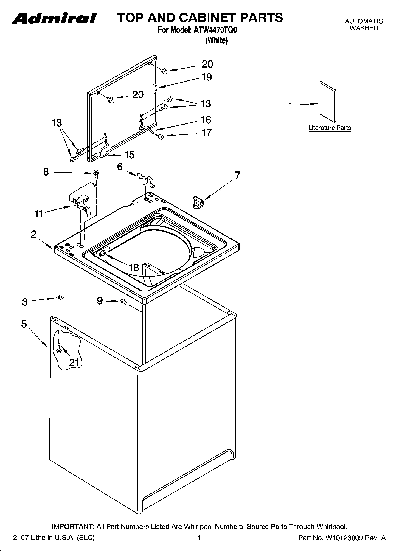 01 - TOP AND CABINET PARTS