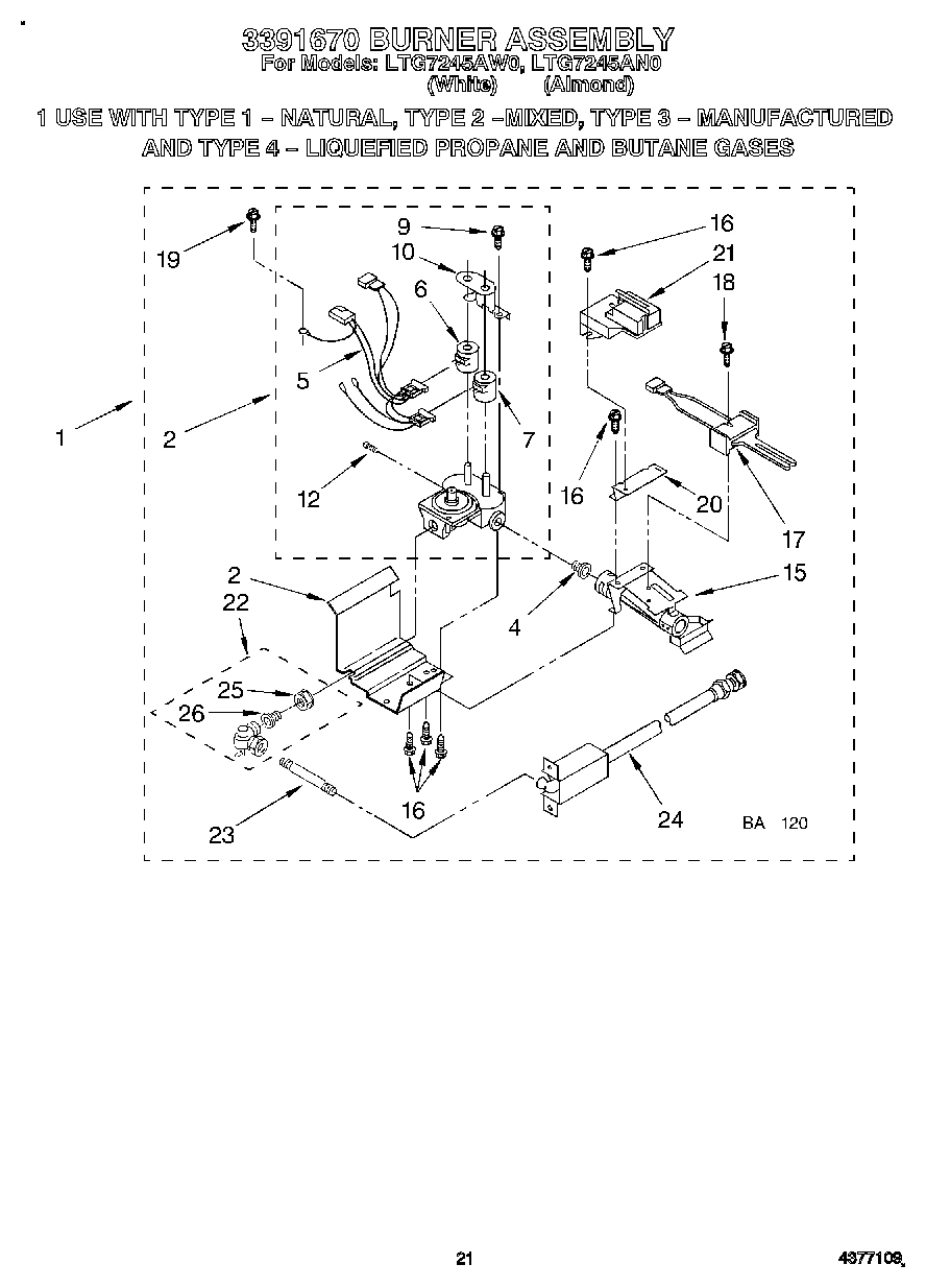 15 - 3391670 BURNER ASSEMBLY