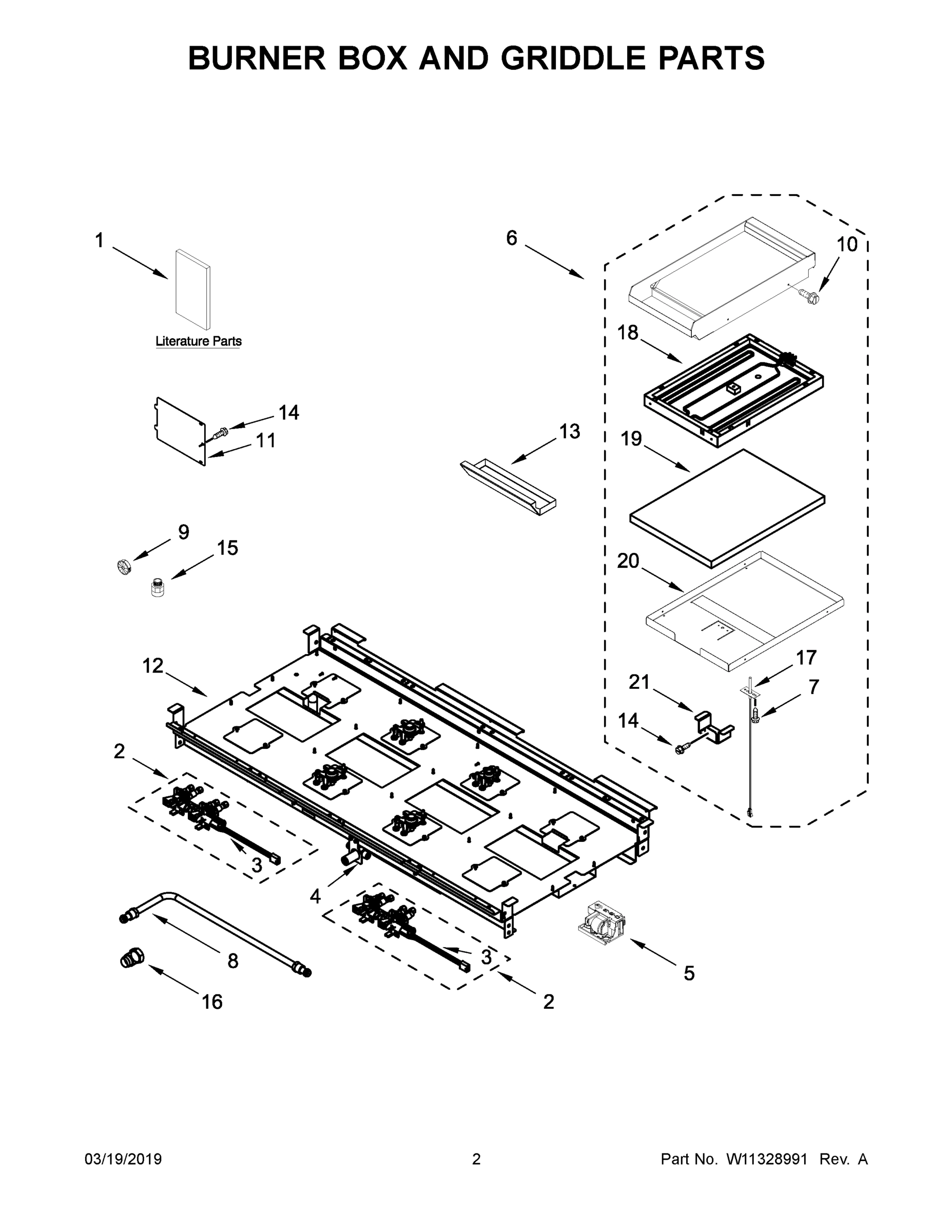 02 - BURNER BOX AND GRIDDLE PARTS