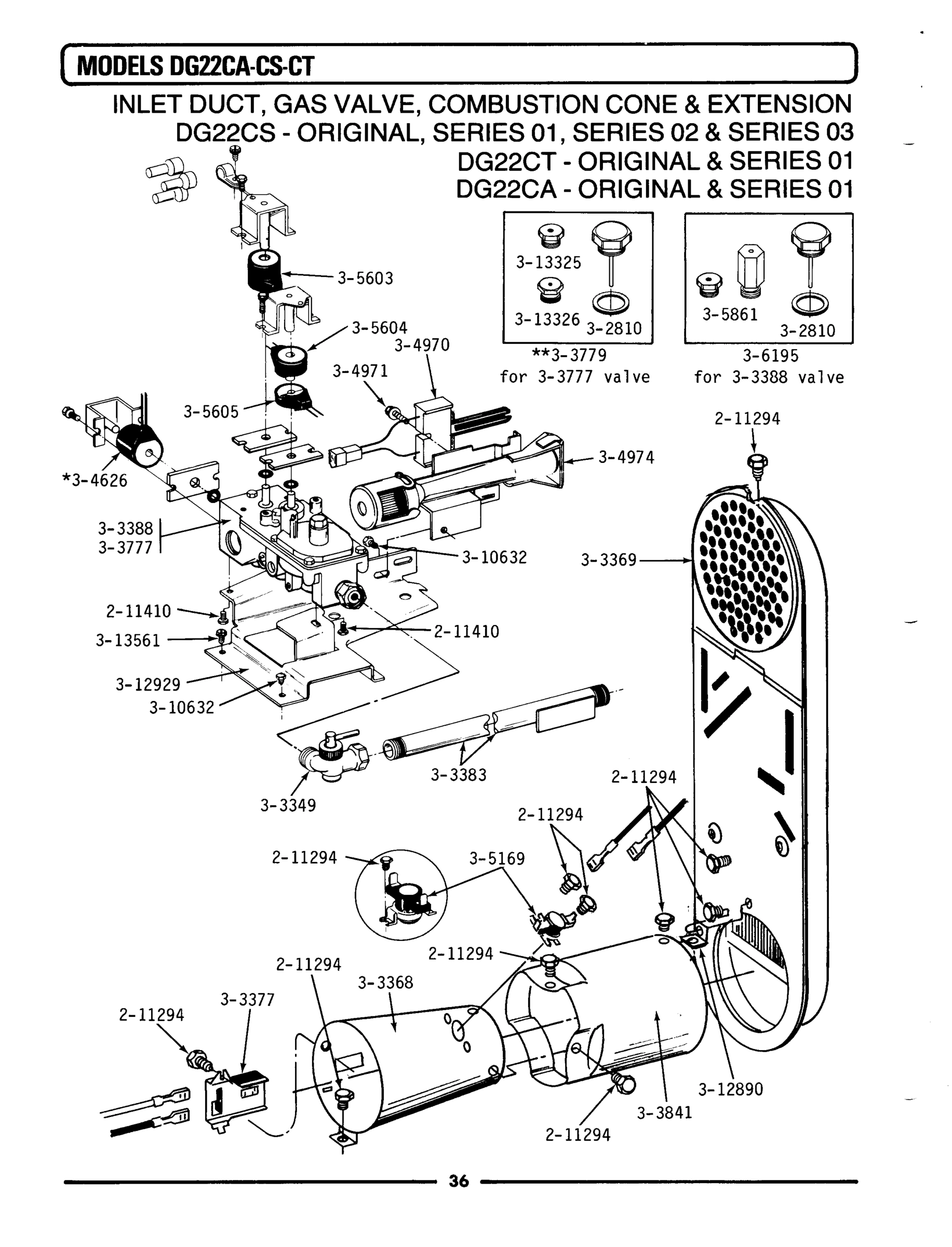 10 - INLET DUCT, GAS VALVE & COMBUSTION CONE