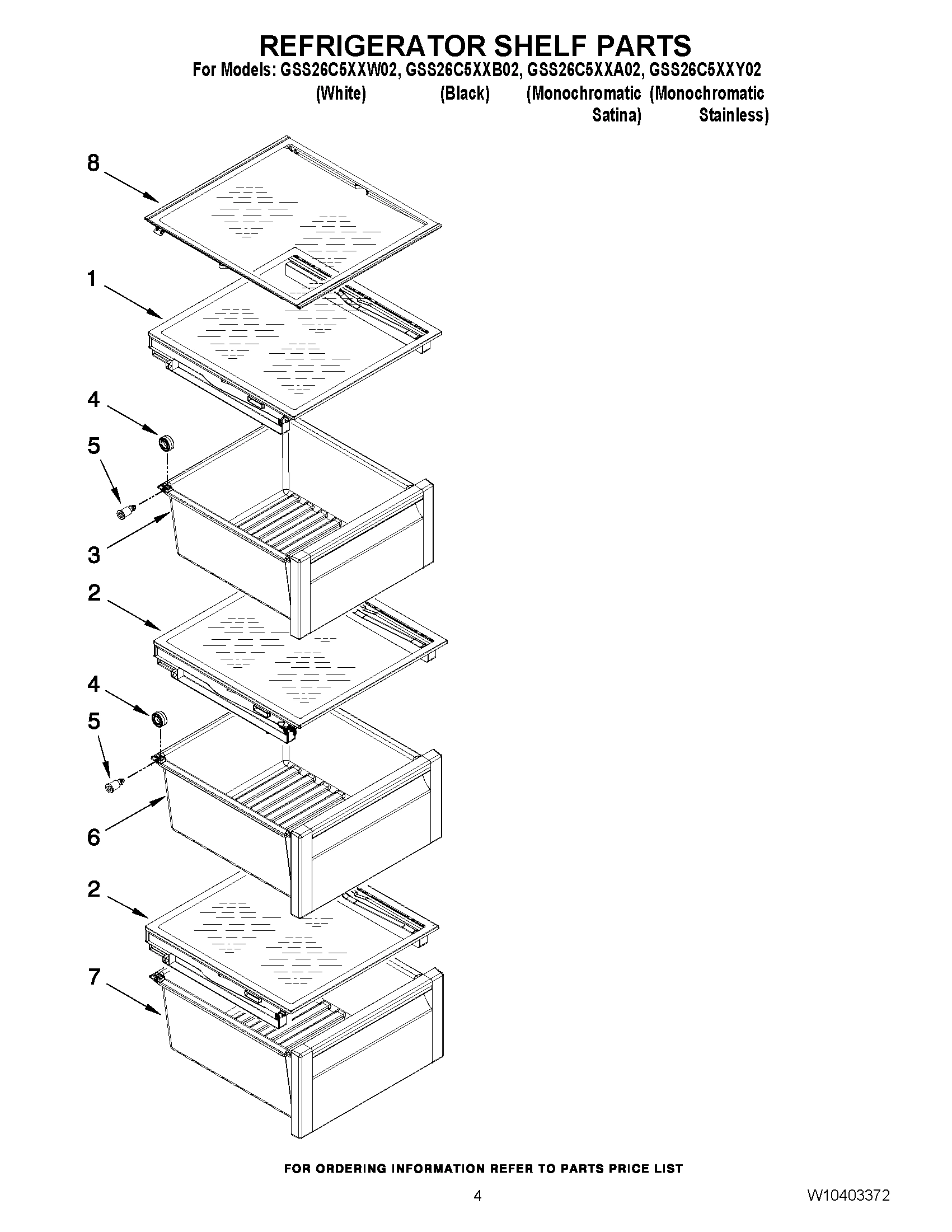 03 - REFRIGERATOR SHELF PARTS