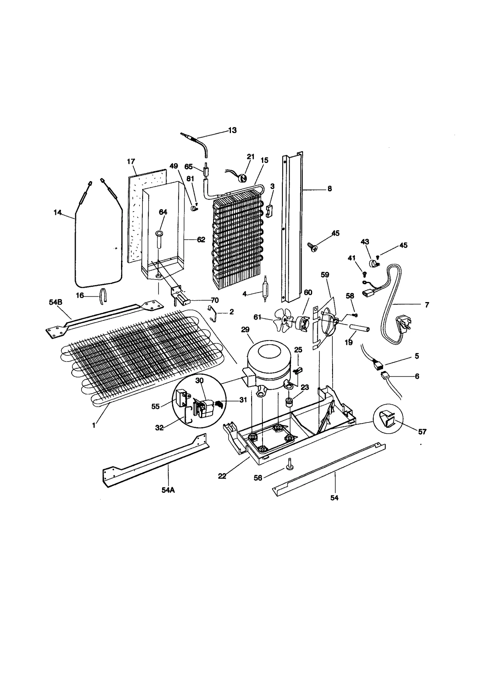 COMPRESSOR BASE AND EVAPORATOR INSULATOR