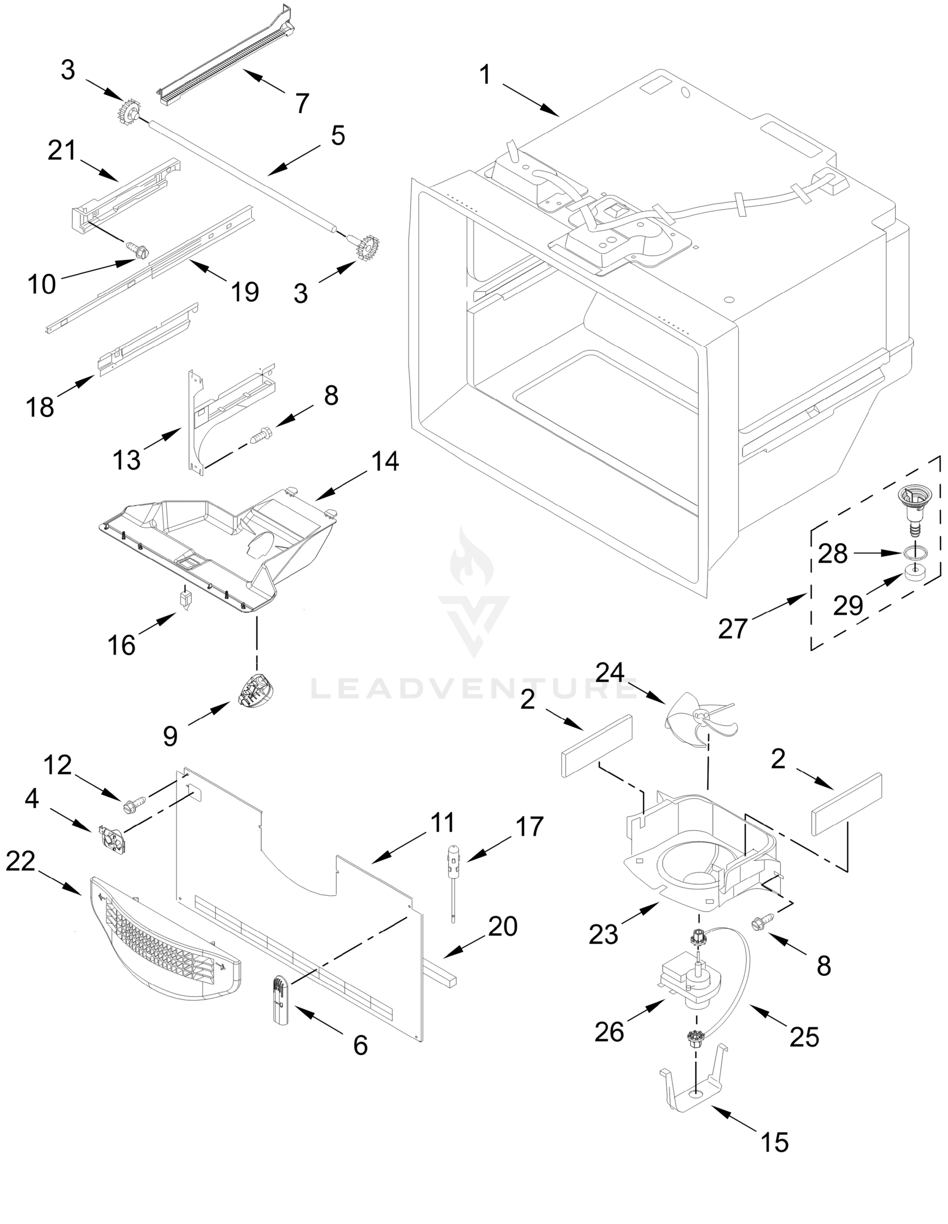 FREEZER LINER AND ICEMAKER PARTS
