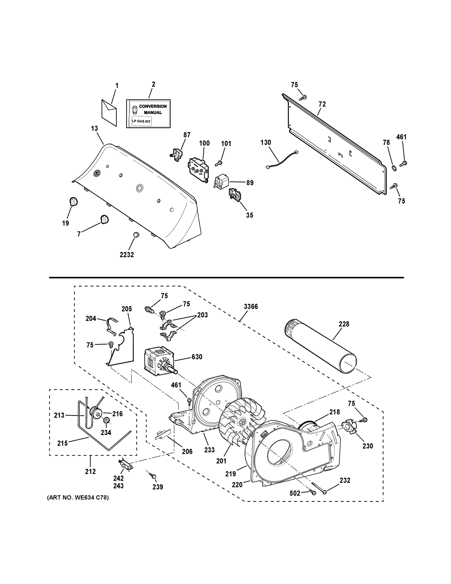 BACKSPLASH, BLOWER & MOTOR ASSEMBLY