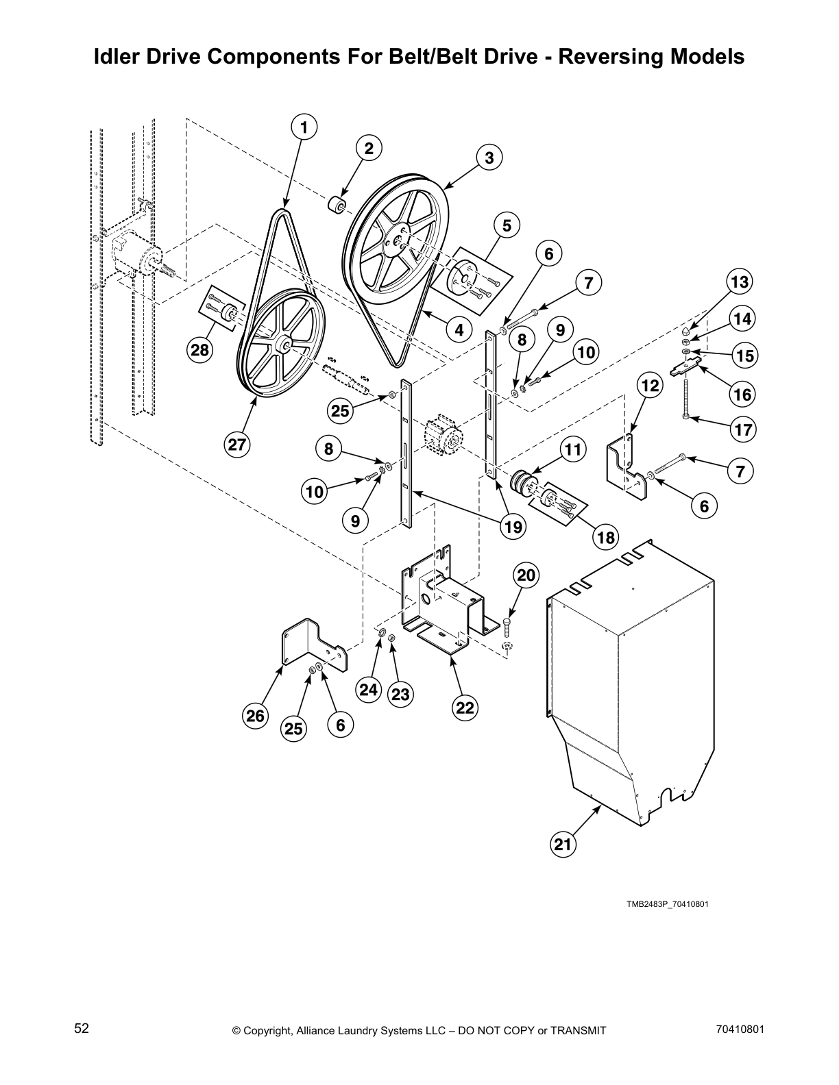 Idler Drive Components For Belt/Belt Drive - Reversing Models