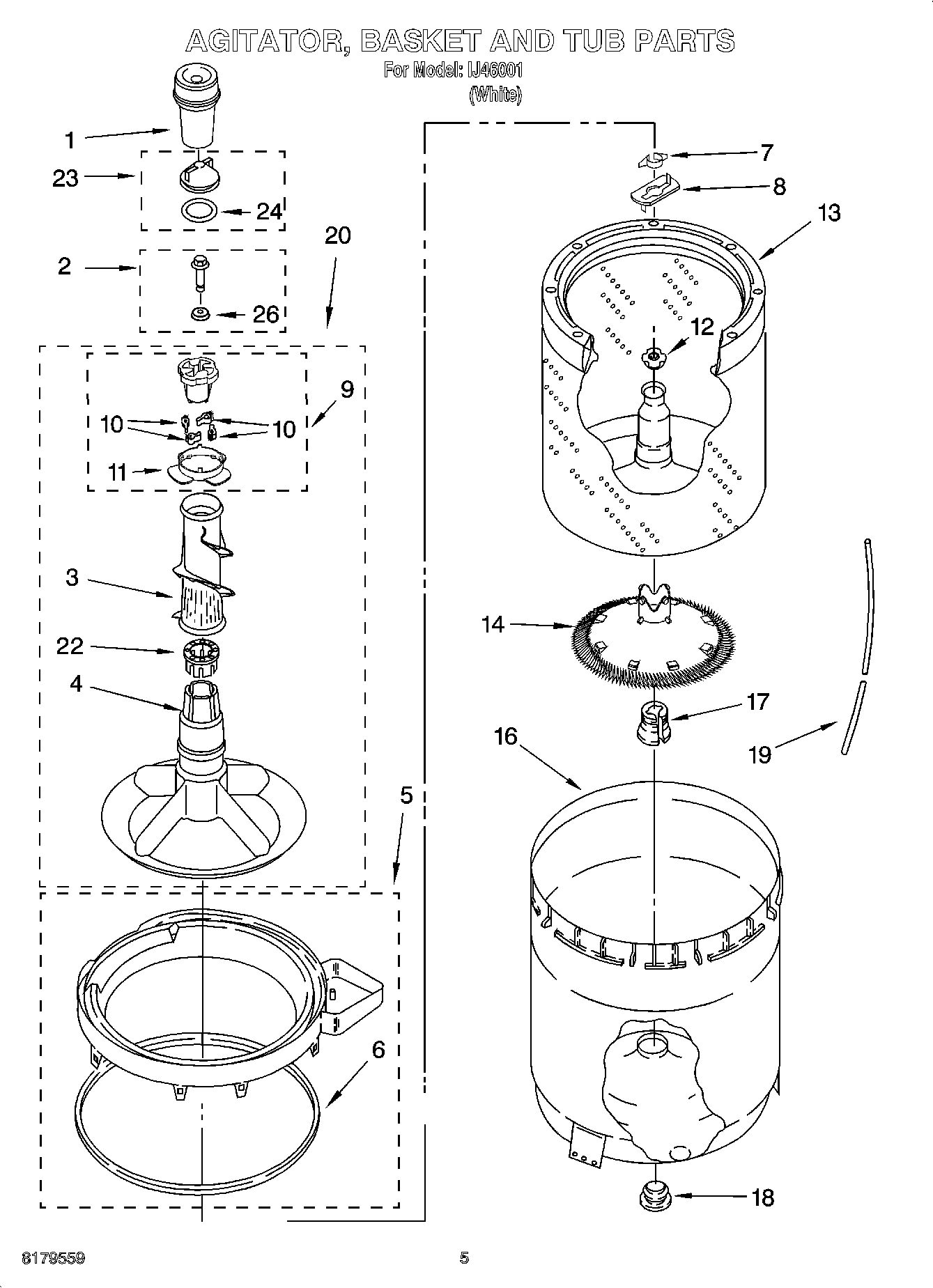 03 - AGITATOR, BASKET AND TUB PARTS