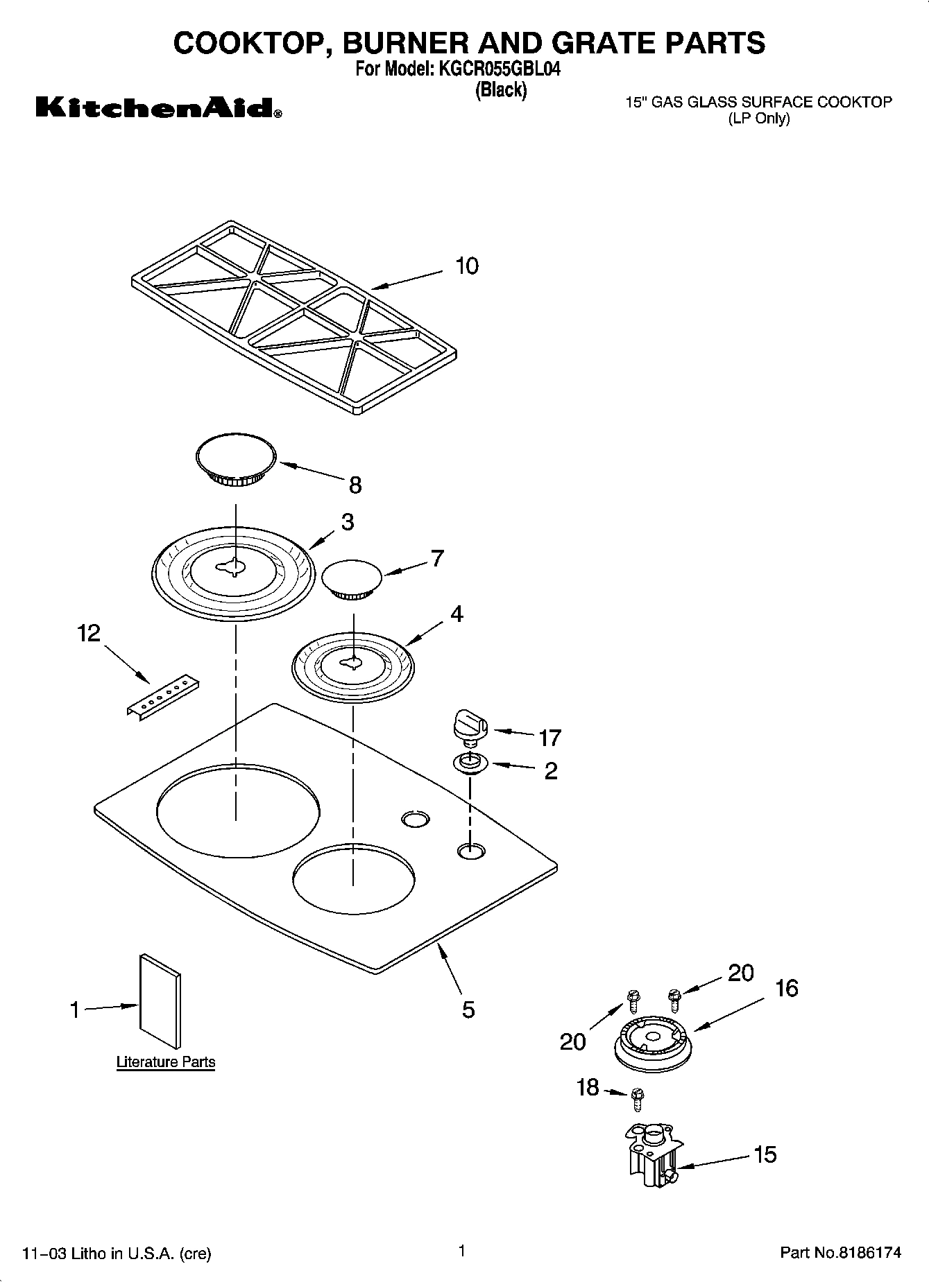 01 - COOKTOP, BURNER AND GRATE PARTS