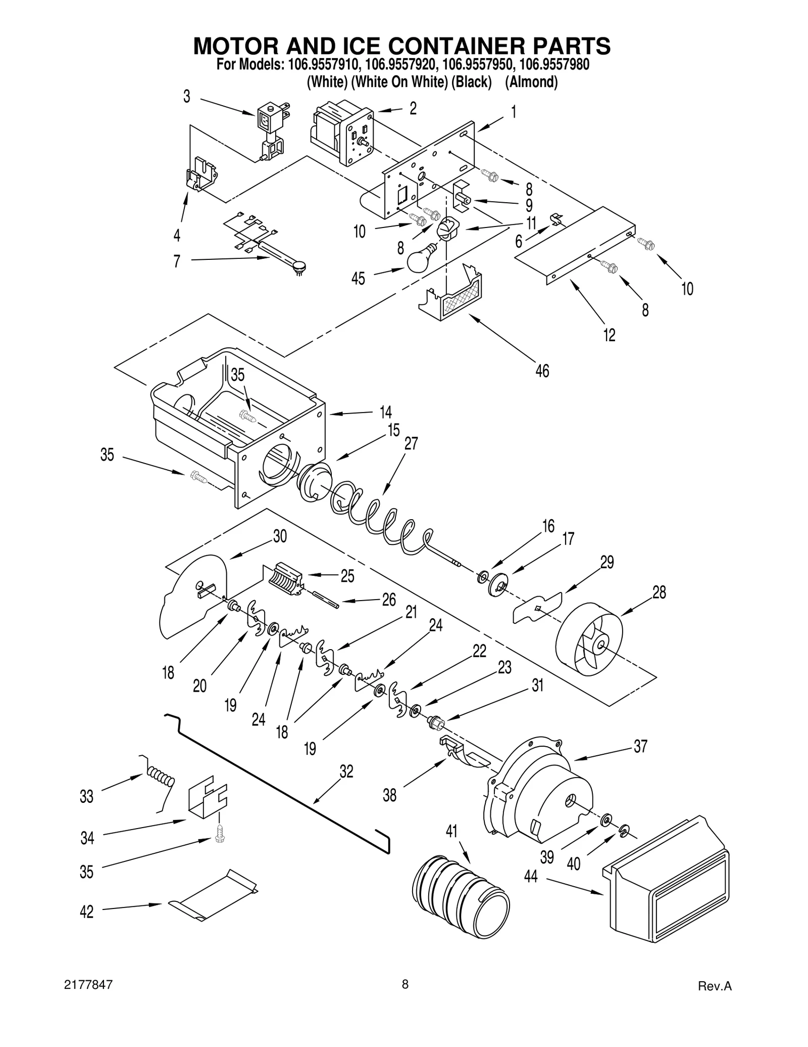 MOTOR AND ICE CONTAINER PARTS