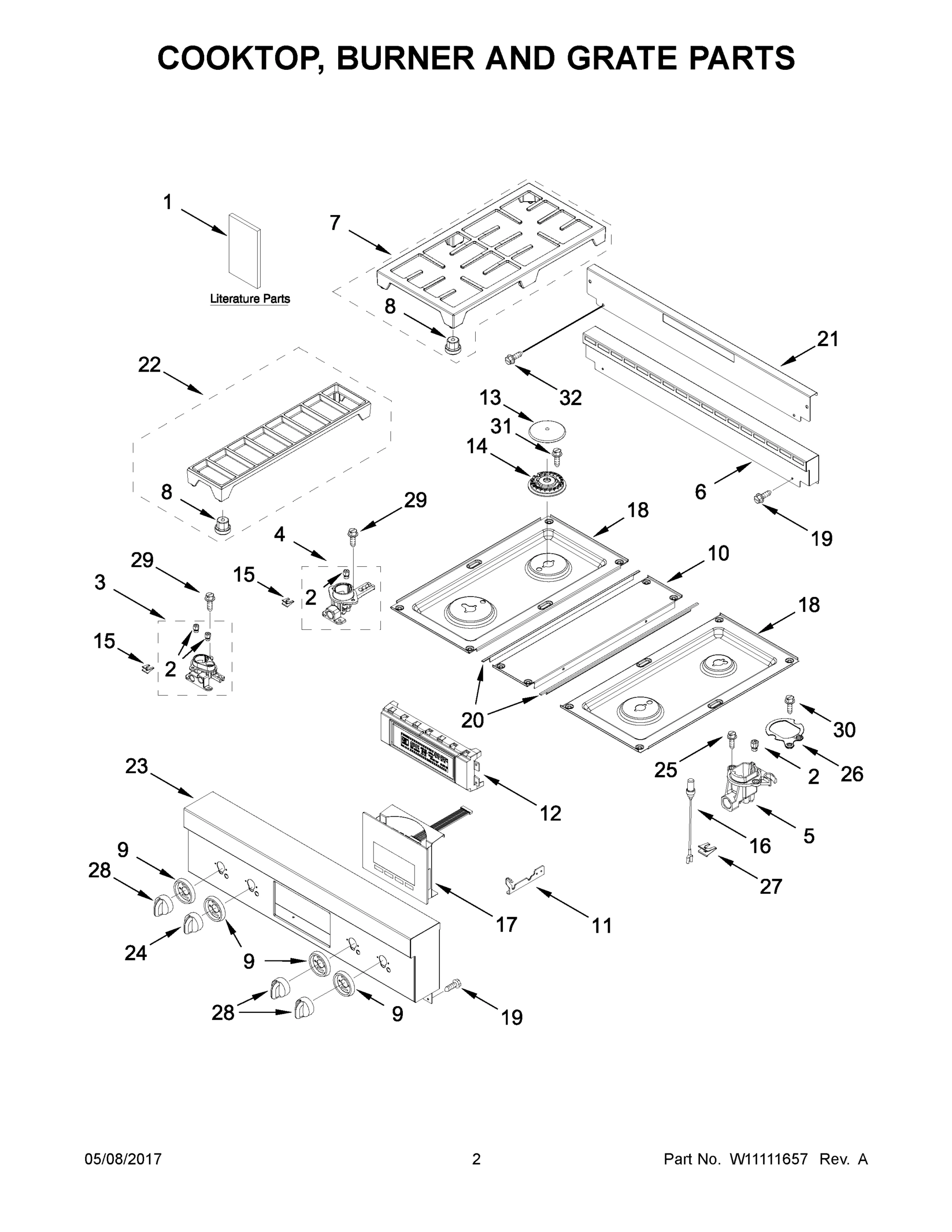02 - COOKTOP, BURNER AND GRATE PARTS