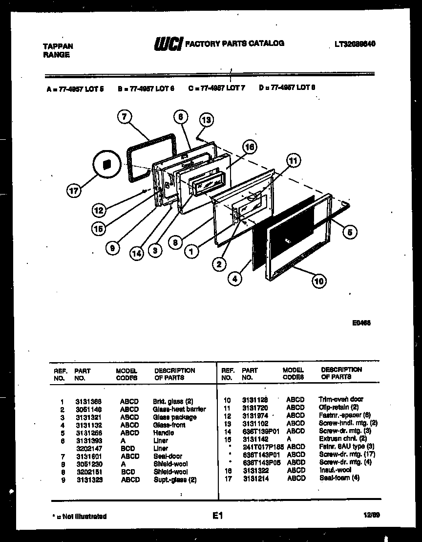 03 - LOWER OVEN DOOR PARTS