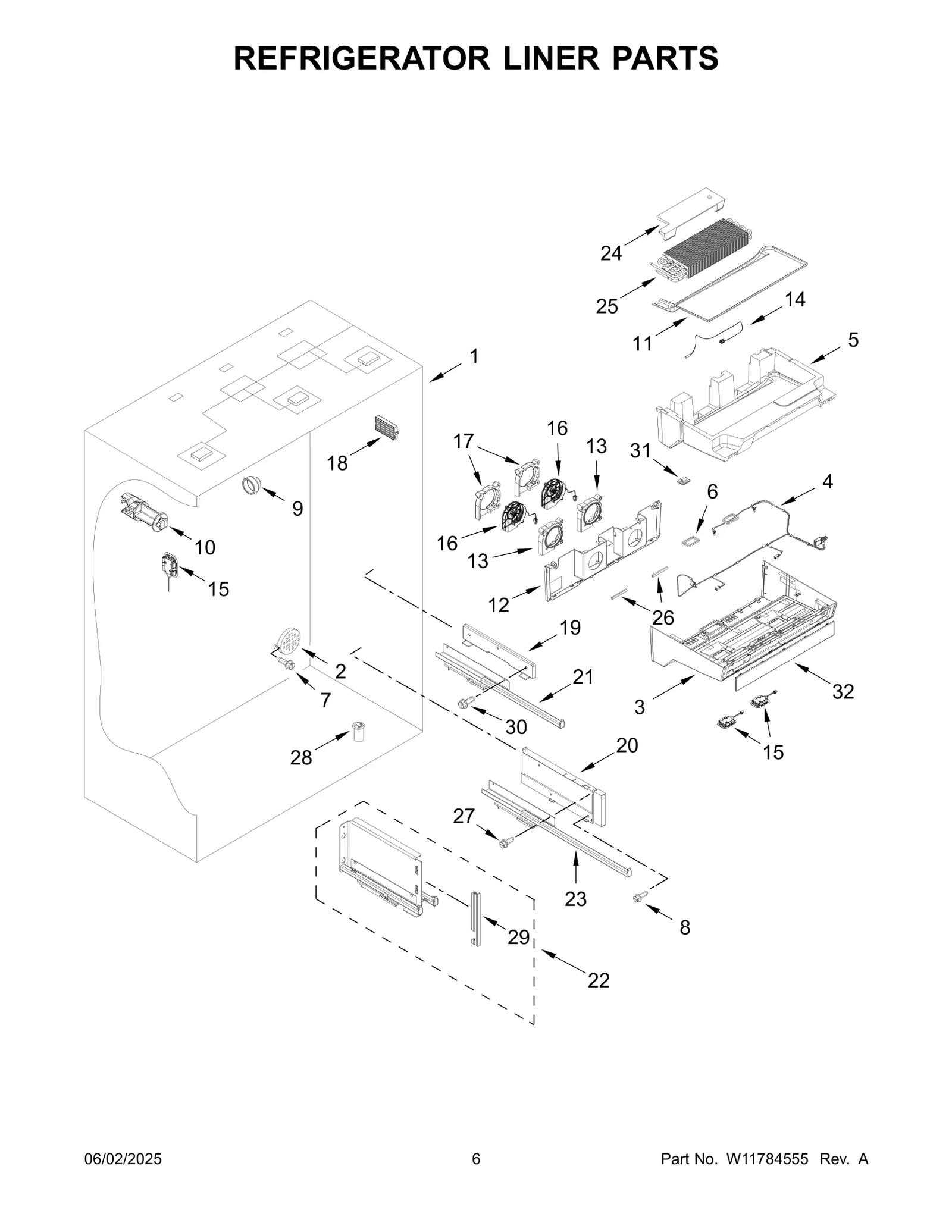 REFRIGERATOR LINER PARTS
