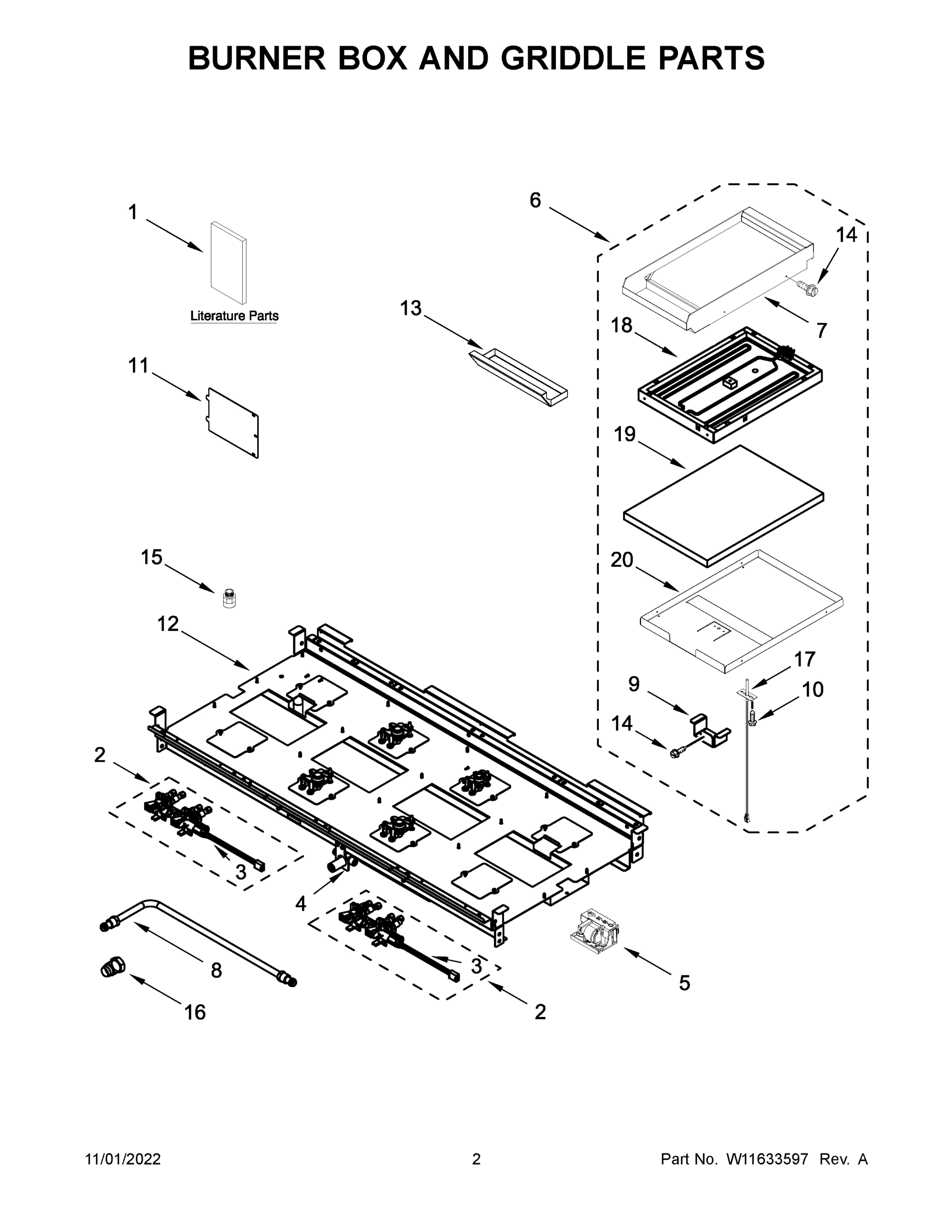 02 - BURNER BOX AND GRIDDLE PARTS