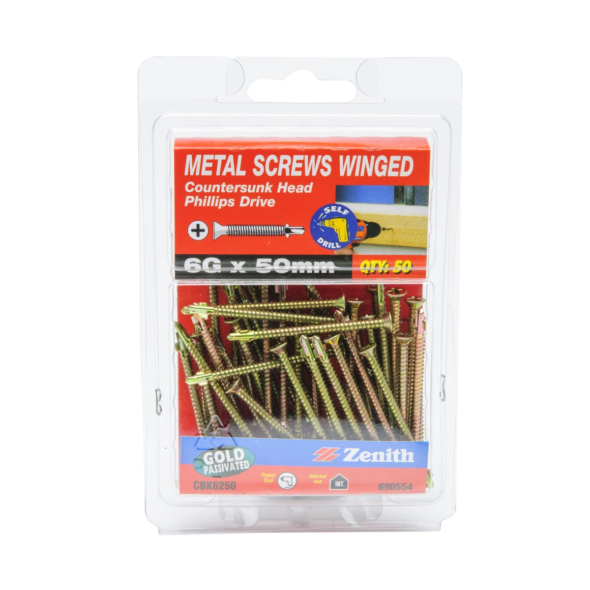 ZENITH® 6G x 50mm Self Drilling Metal Screws for Internal Use – Pack of 50