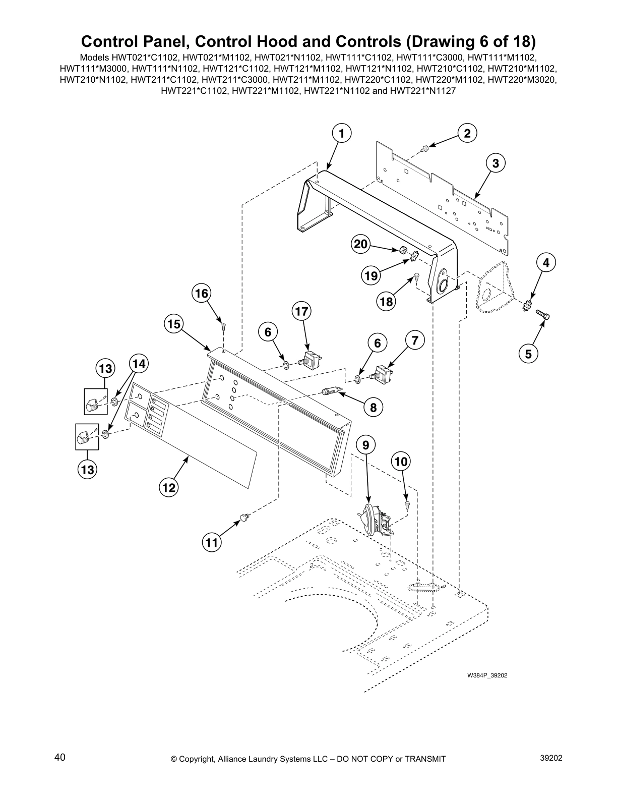 Control Panel, Control Hood and Controls (Drawing 6 of 18)